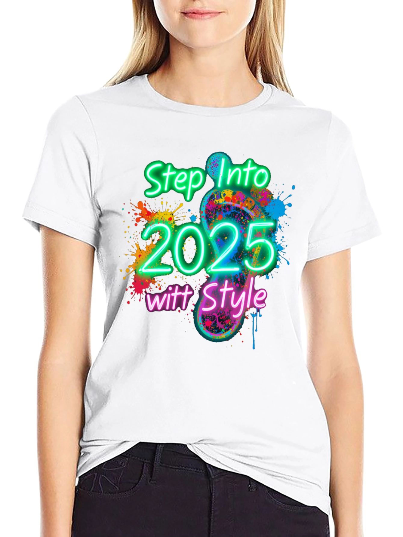 Black Step Into 2025 with Style T-Shirt view 9