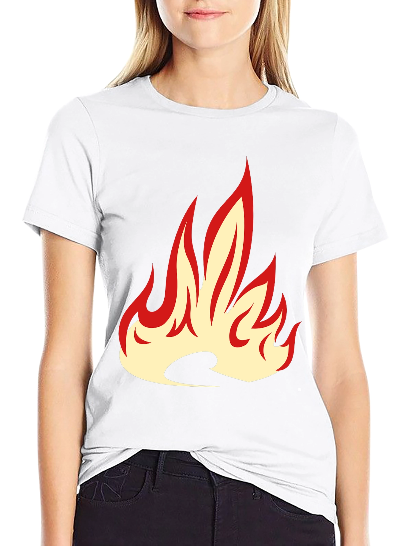 Black Fiery Flame Graphic Tee - Bold Black T-Shirt view 9
