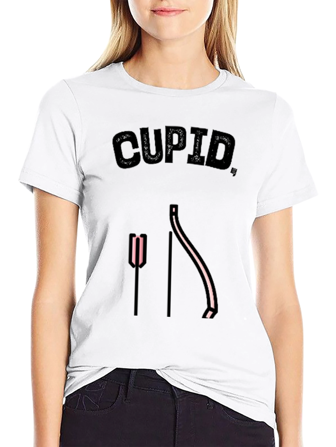 Black Cupid Arrow Bow Valentines T-Shirt view 9