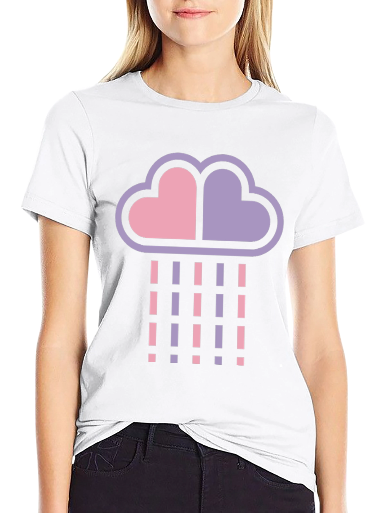 Black Heart Cloud Rain T-Shirt - Black Cotton Blend view 9