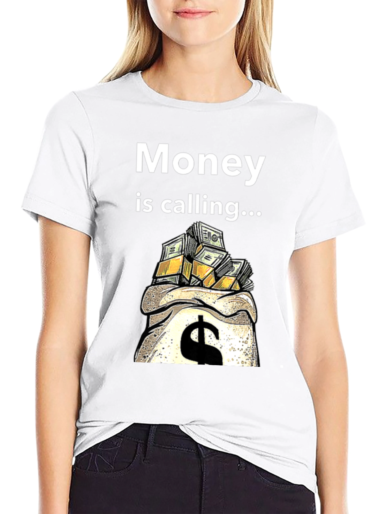 Black Money Calling Graphic Tee view 9