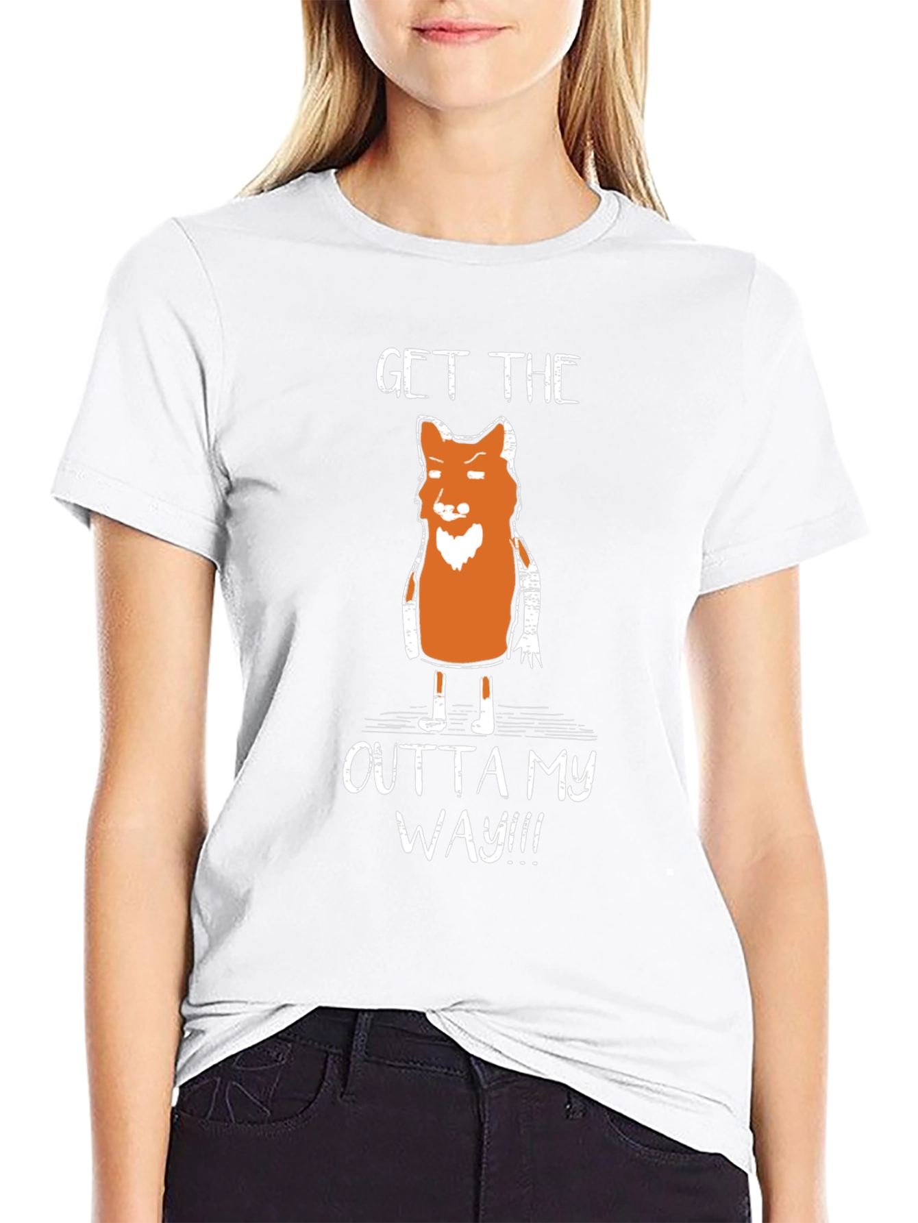 Black Funny Fox Graphic T-Shirt - Get Outta My Way view 9