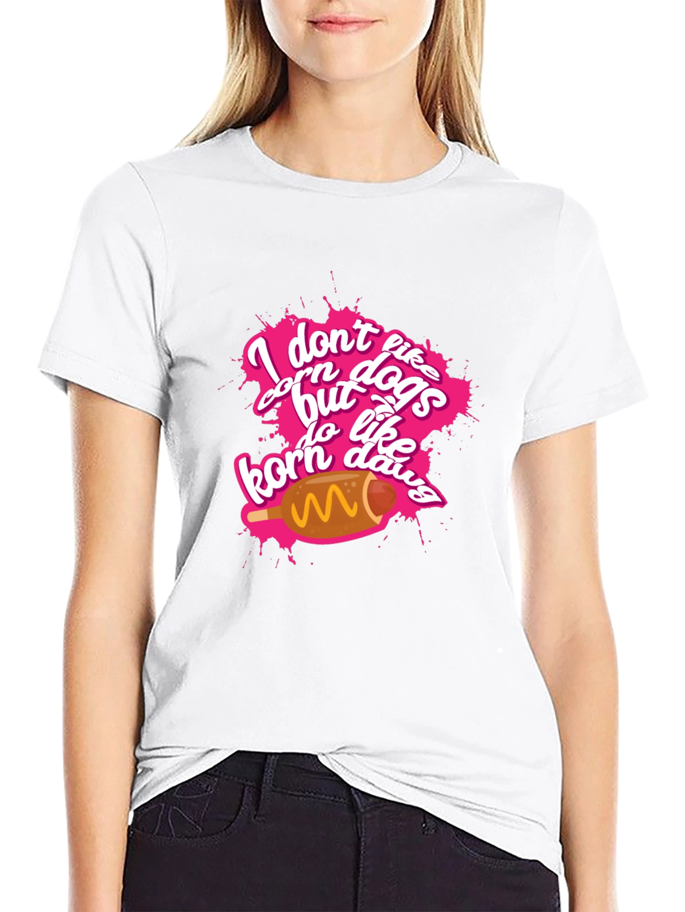 Black I Don't Like Corn Dogs Funny Graphic Tee view 9