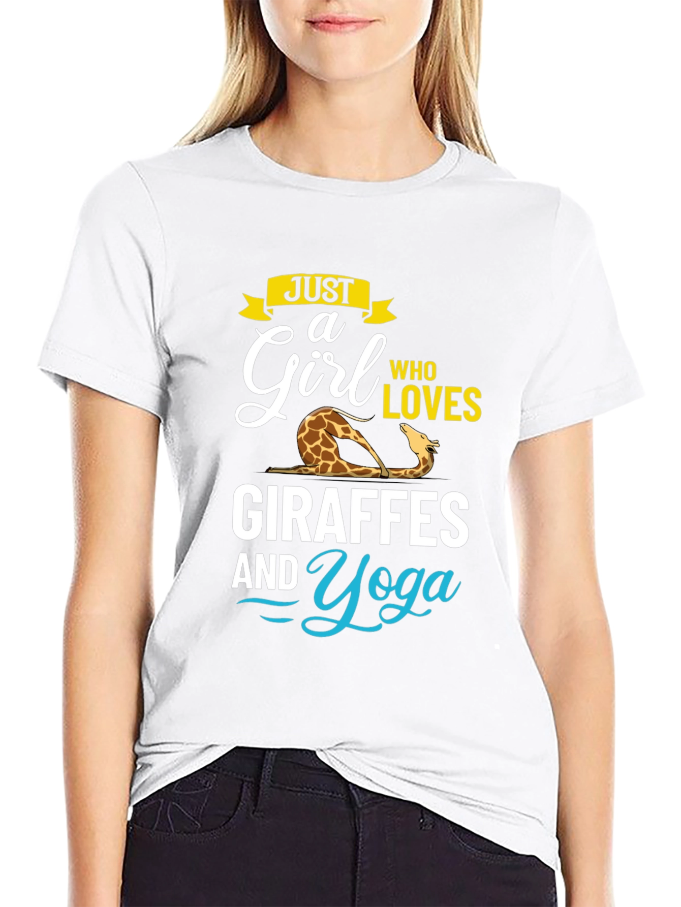 Black Giraffe Yoga Lover Black T-Shirt view 9