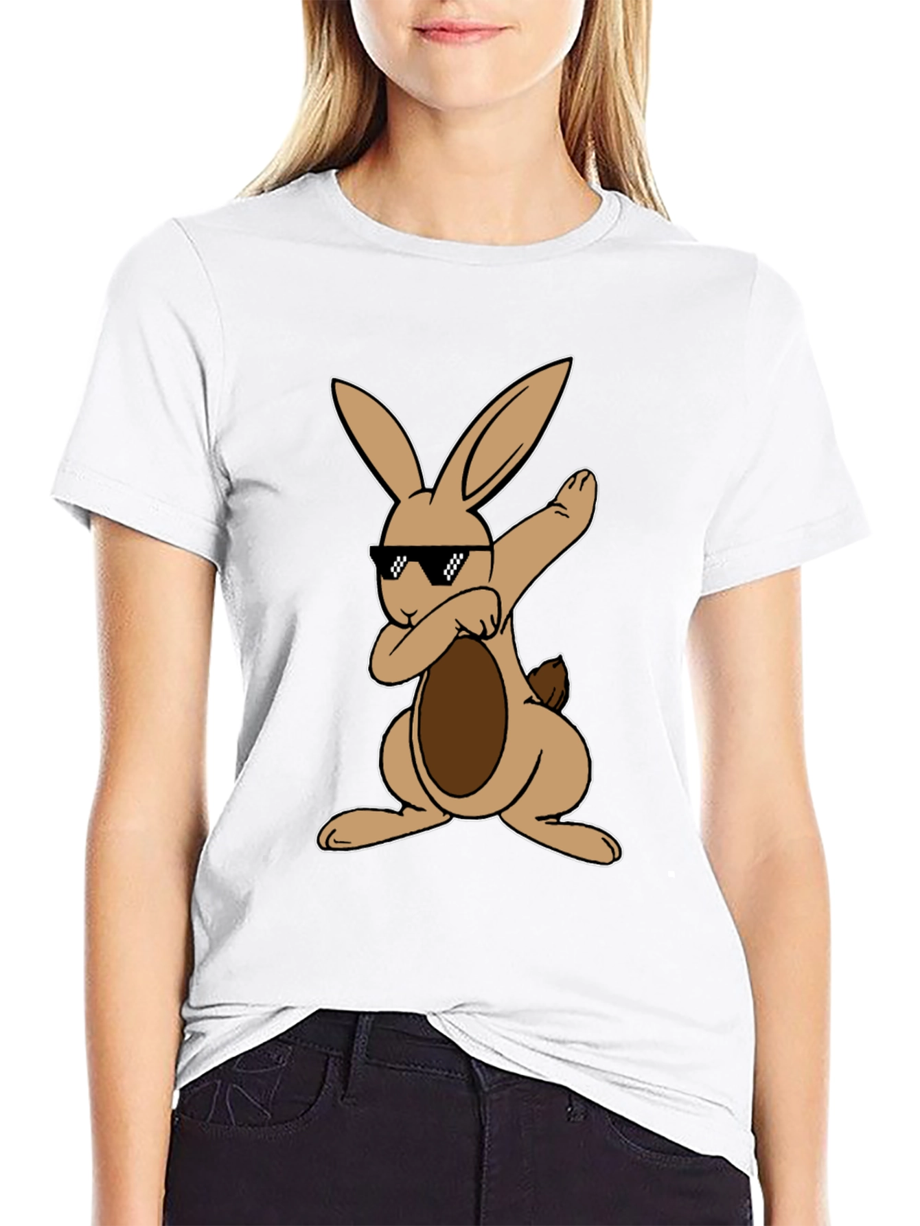 Black Dabbing Easter Bunny T-Shirt view 9