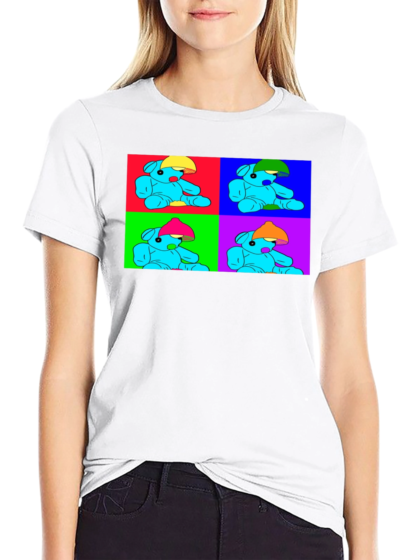 Black Pop Art Teddy Bear Graphic Tee - Unique Design view 9