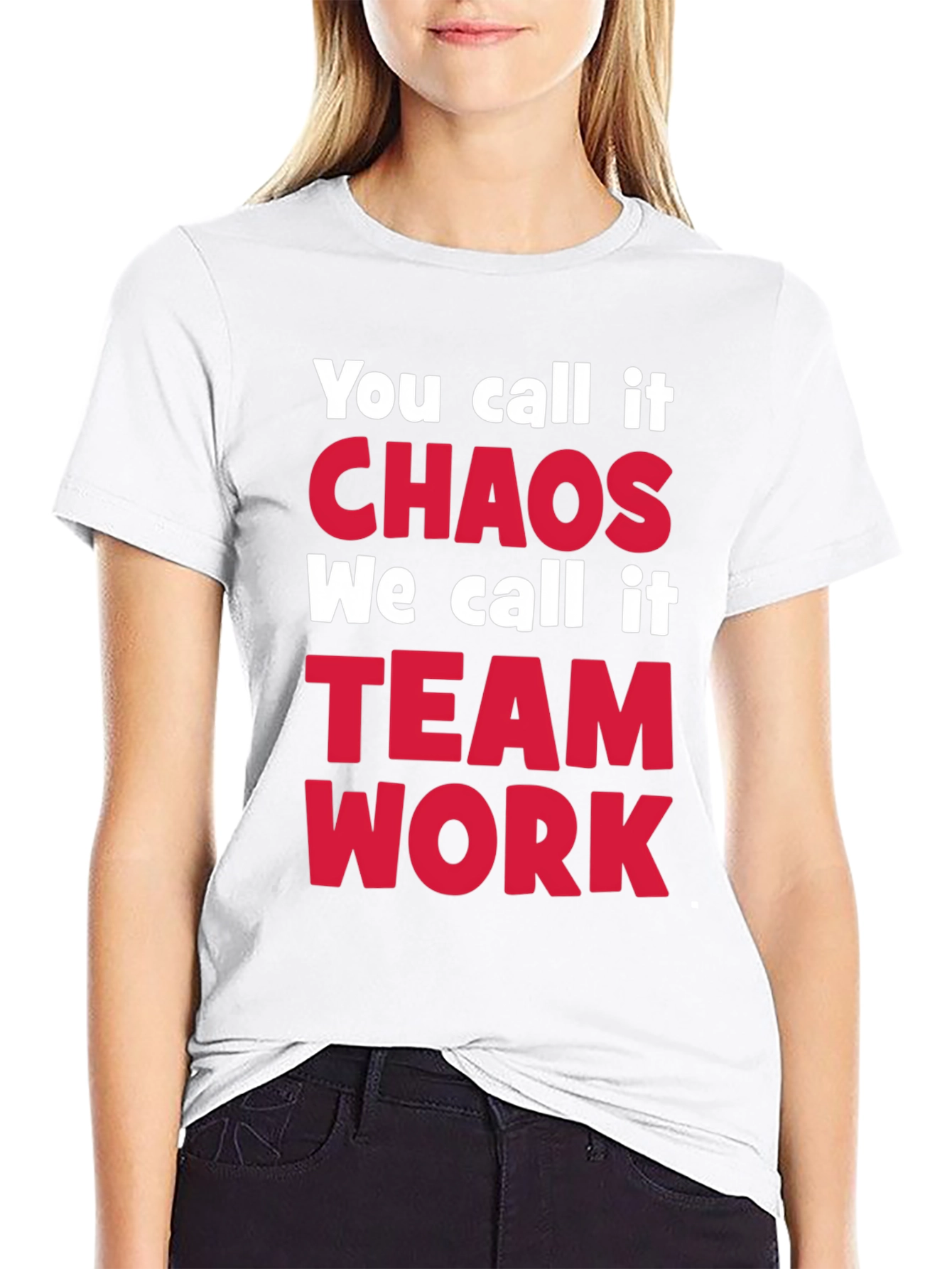 Black Chaos Teamwork T-Shirt - Funny Slogan Tee view 9