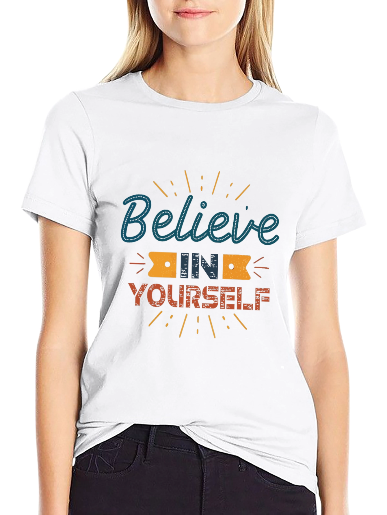 Black Believe in Yourself Graphic Tee - Motivational Shirt view 9