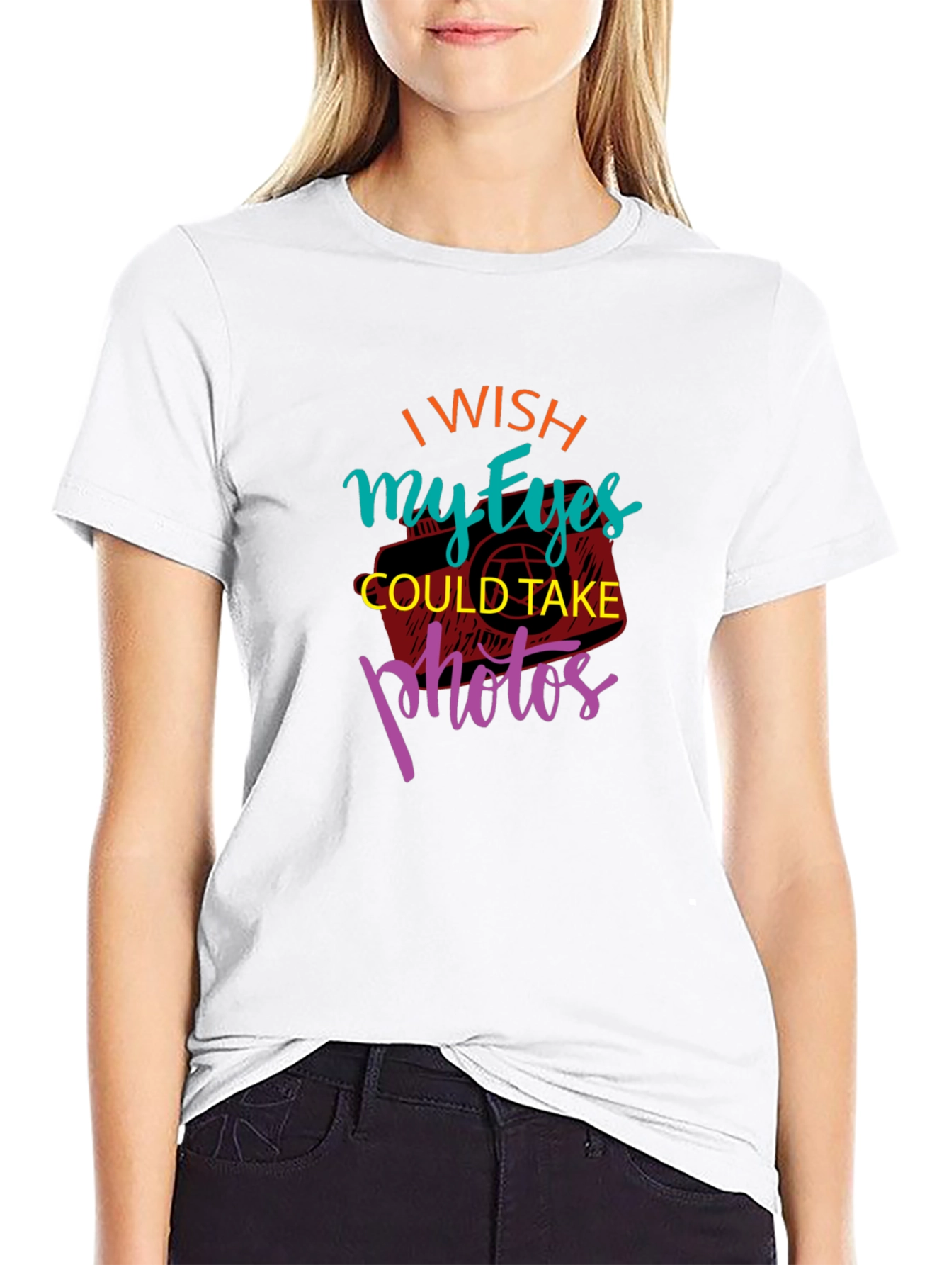 Black I Wish My Eyes Could Take Photos Graphic Tee view 9