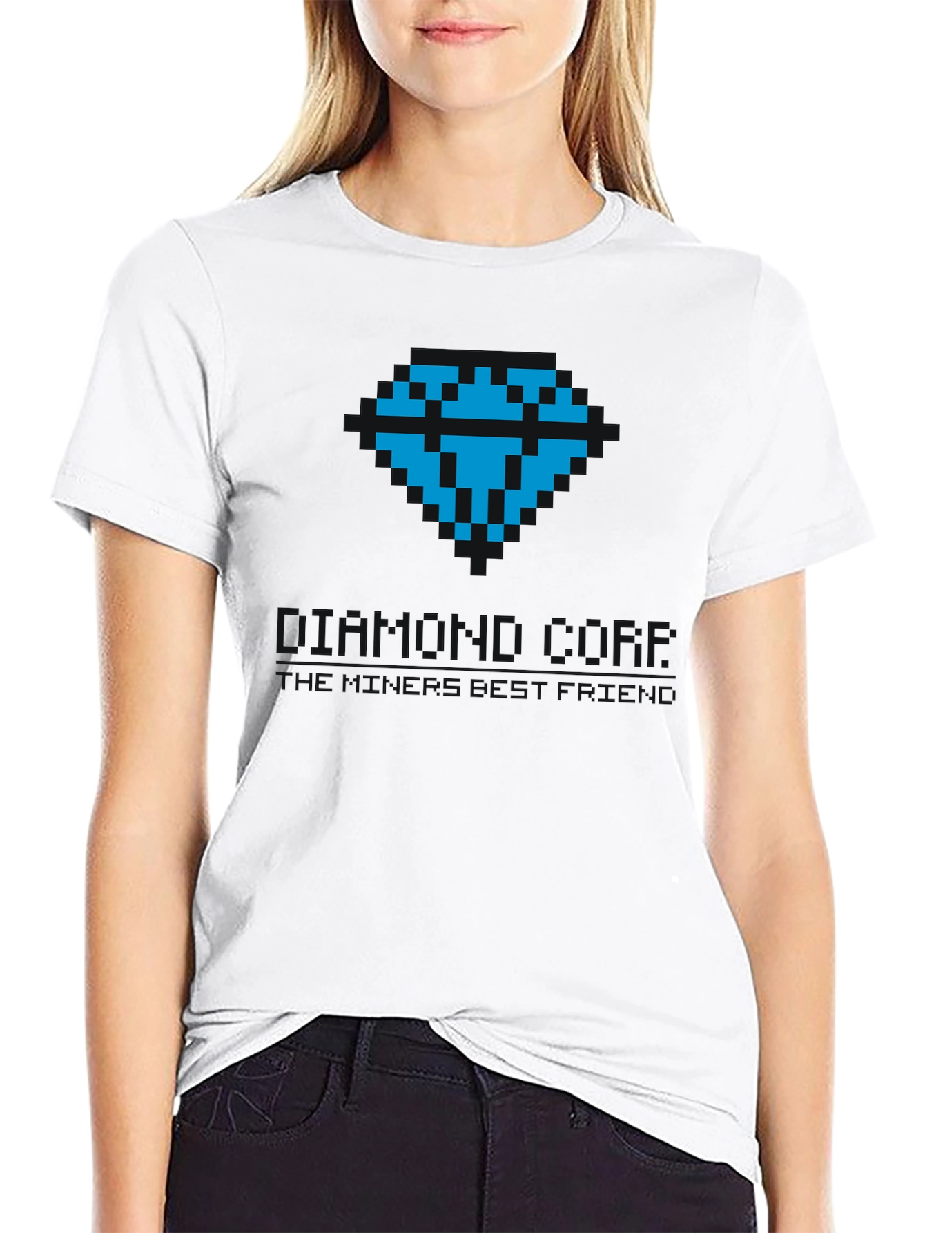 Black Pixel Art Diamond Tee - Classic Gamer Style view 9