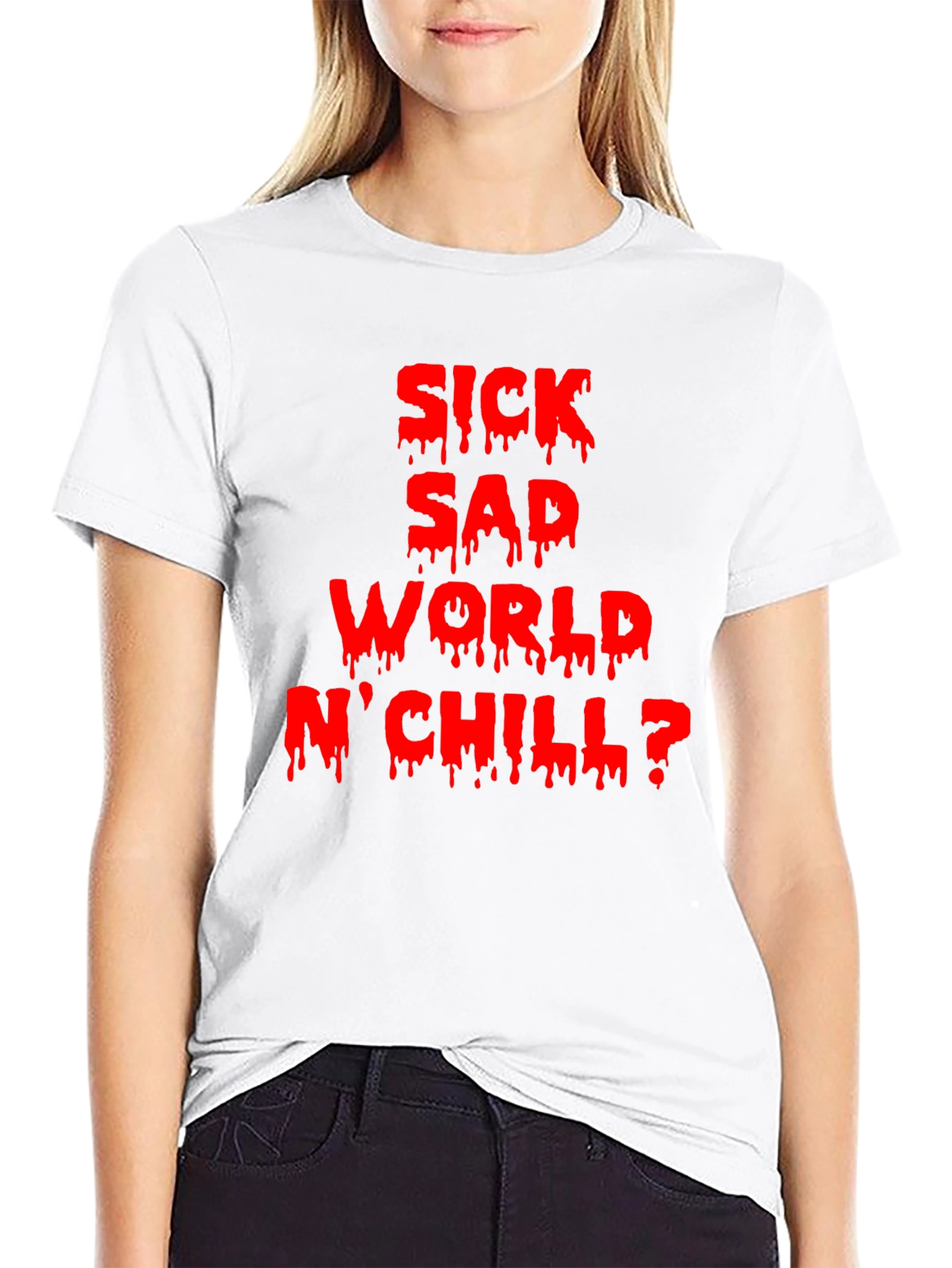 Black Sick Sad World N'Chill? Graphic Tee - Black view 9