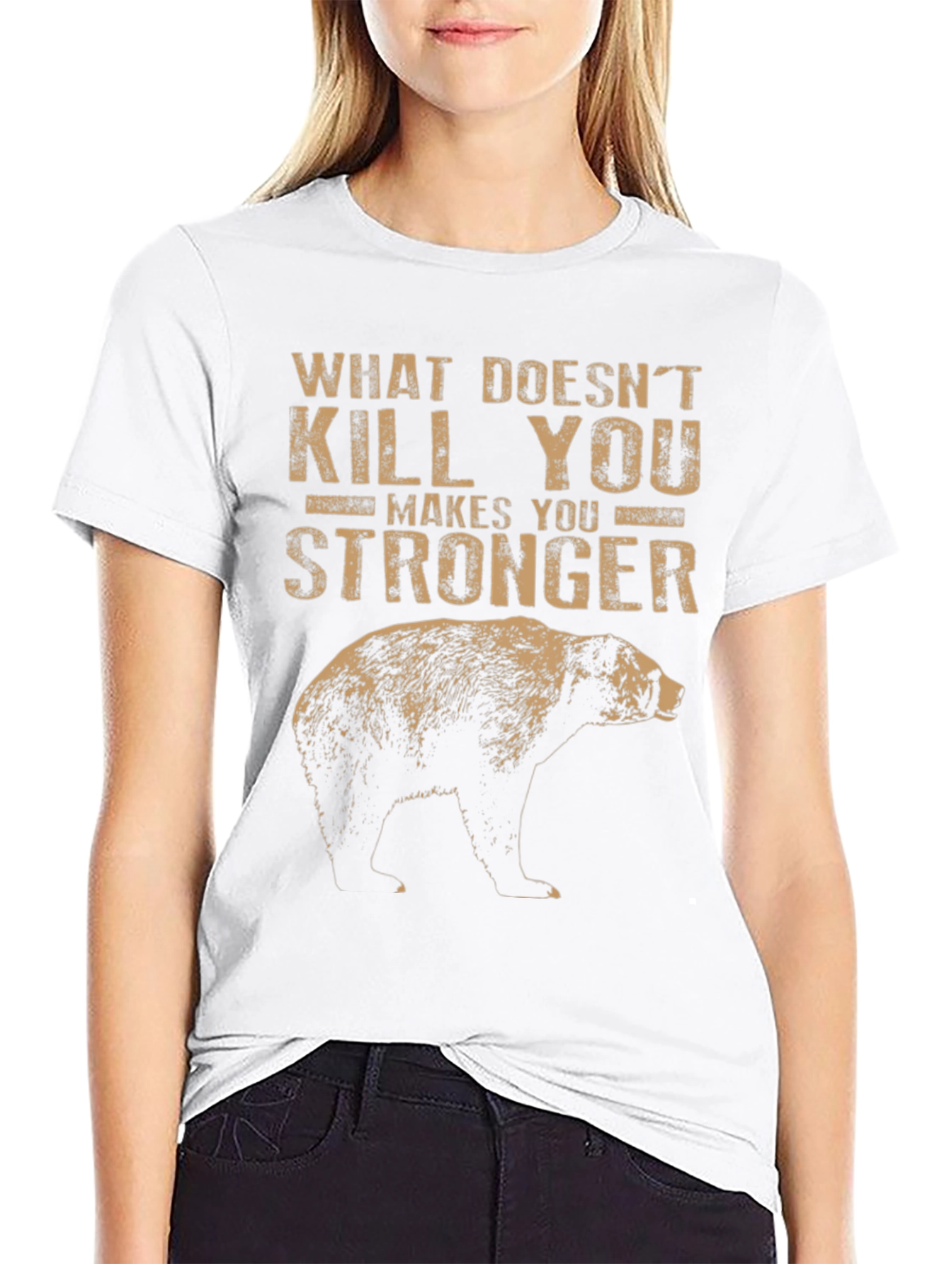 Black Grizzly Bear Stronger Graphic Tee view 9