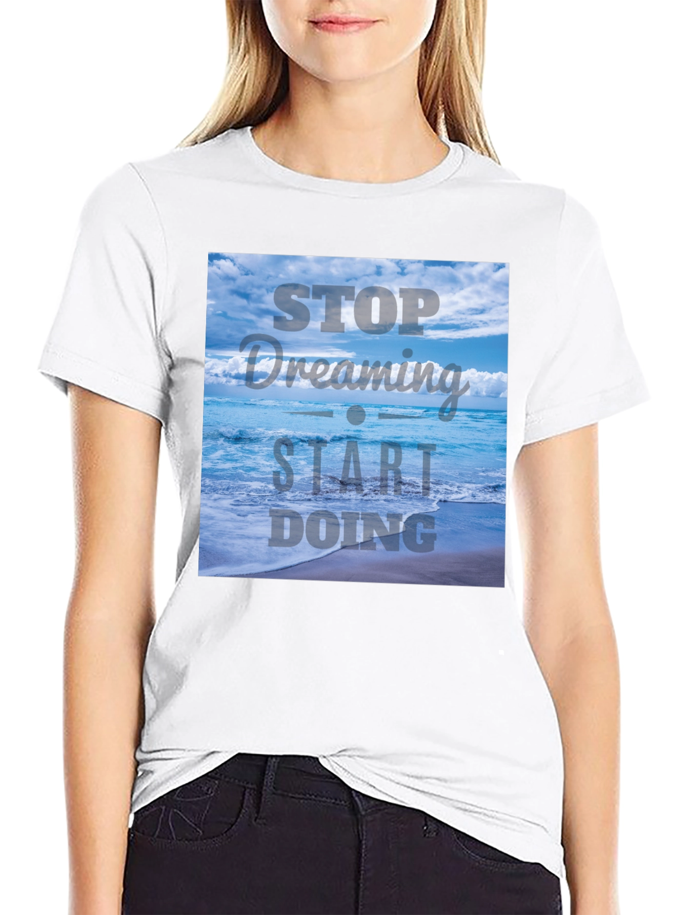 Black Inspirational Ocean T-Shirt - Stop Dreaming, Start Doing view 9