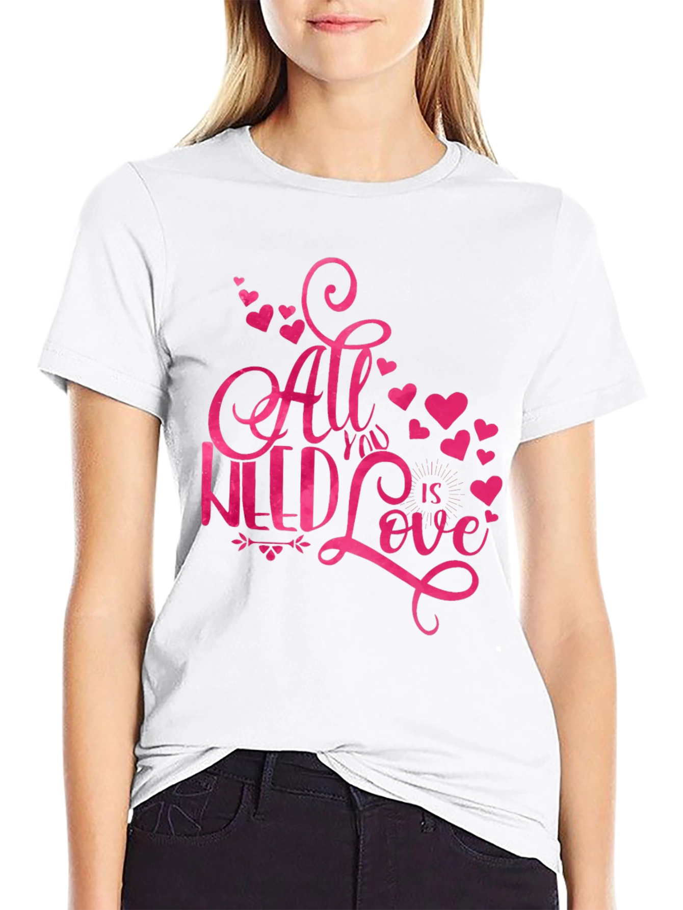 Black All You Need Is Love T-Shirt view 9