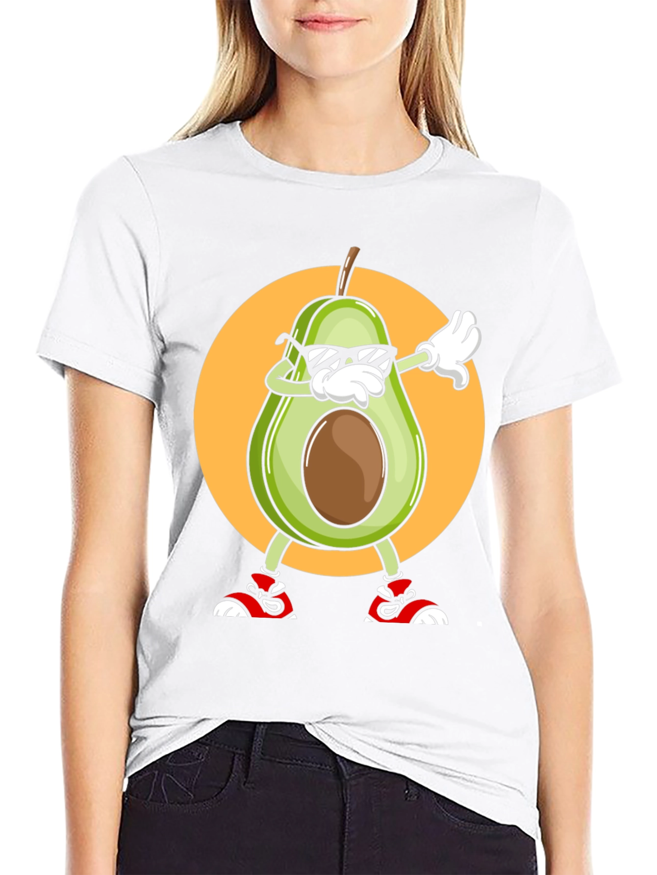 Black Avocado Dabbing Graphic Tee - Cool Cartoon T-Shirt view 9