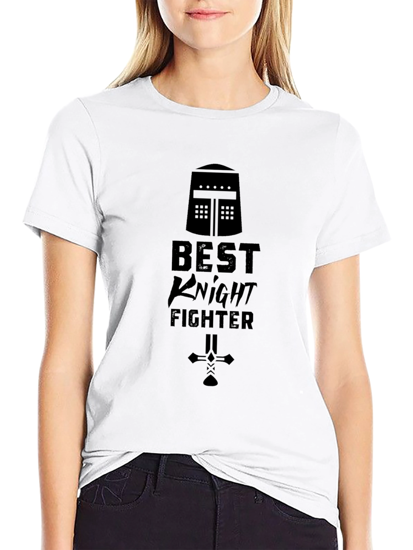 Black Best Knight Fighter Black T-Shirt view 9