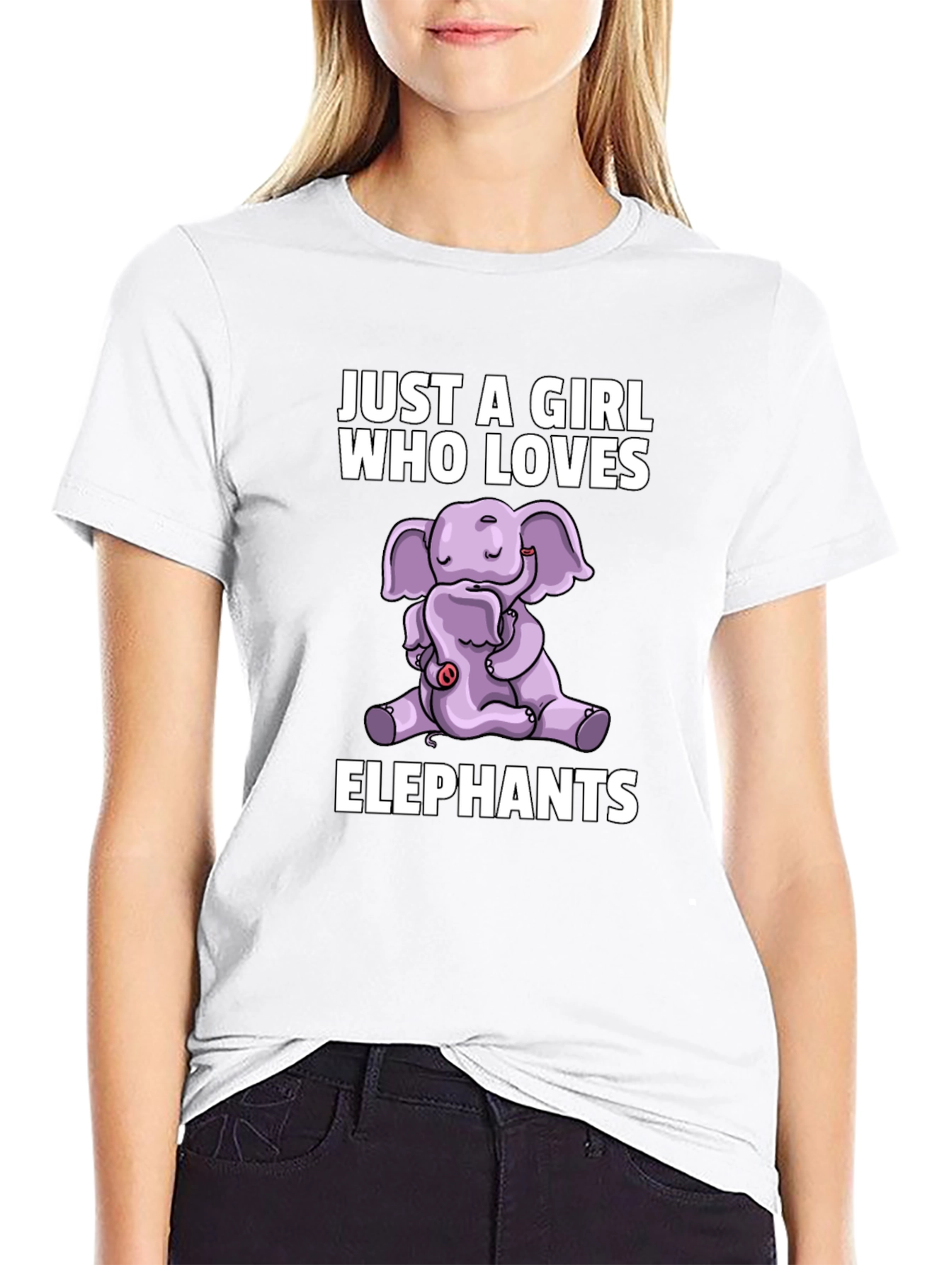 Black Elephant Lover's T-Shirt - Girl's Cute Elephant Design view 9