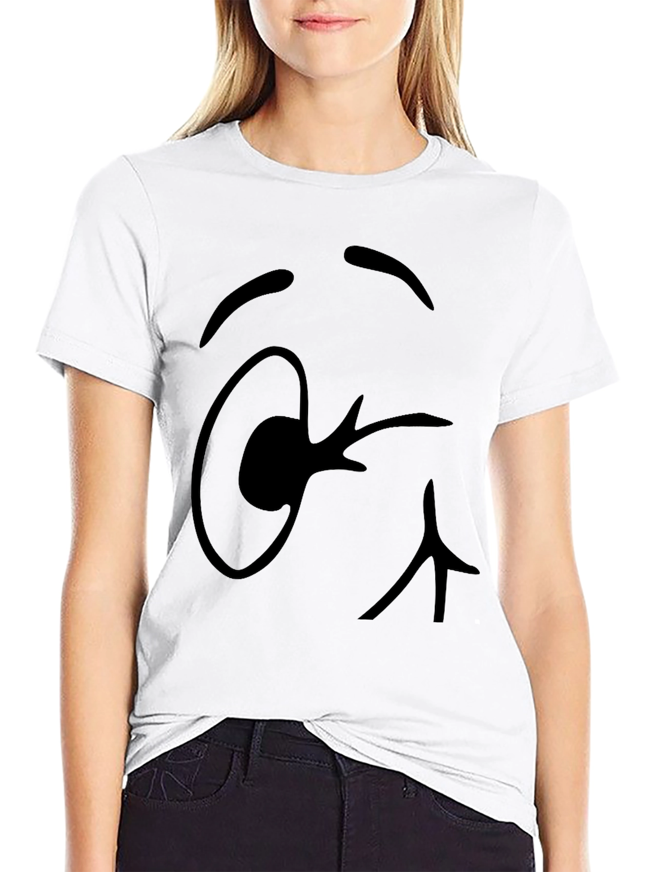 Black Winking Face Black T-Shirt view 9