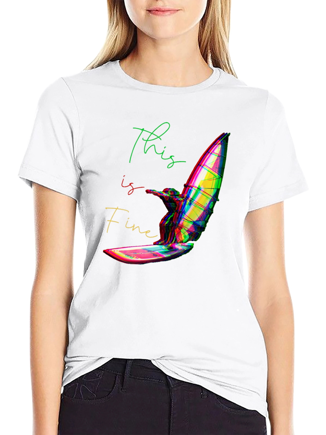 Black This is Fine Windsurfing T-Shirt - Black view 9