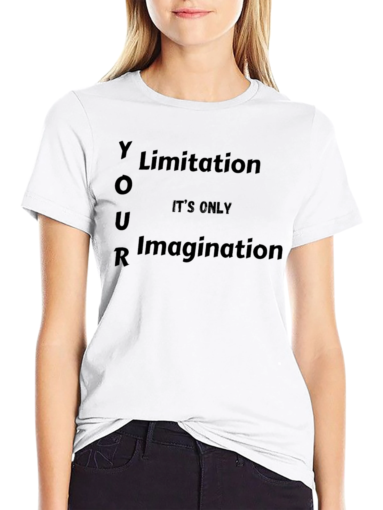 Black Motivational "Your Limitation" Graphic T-Shirt view 9
