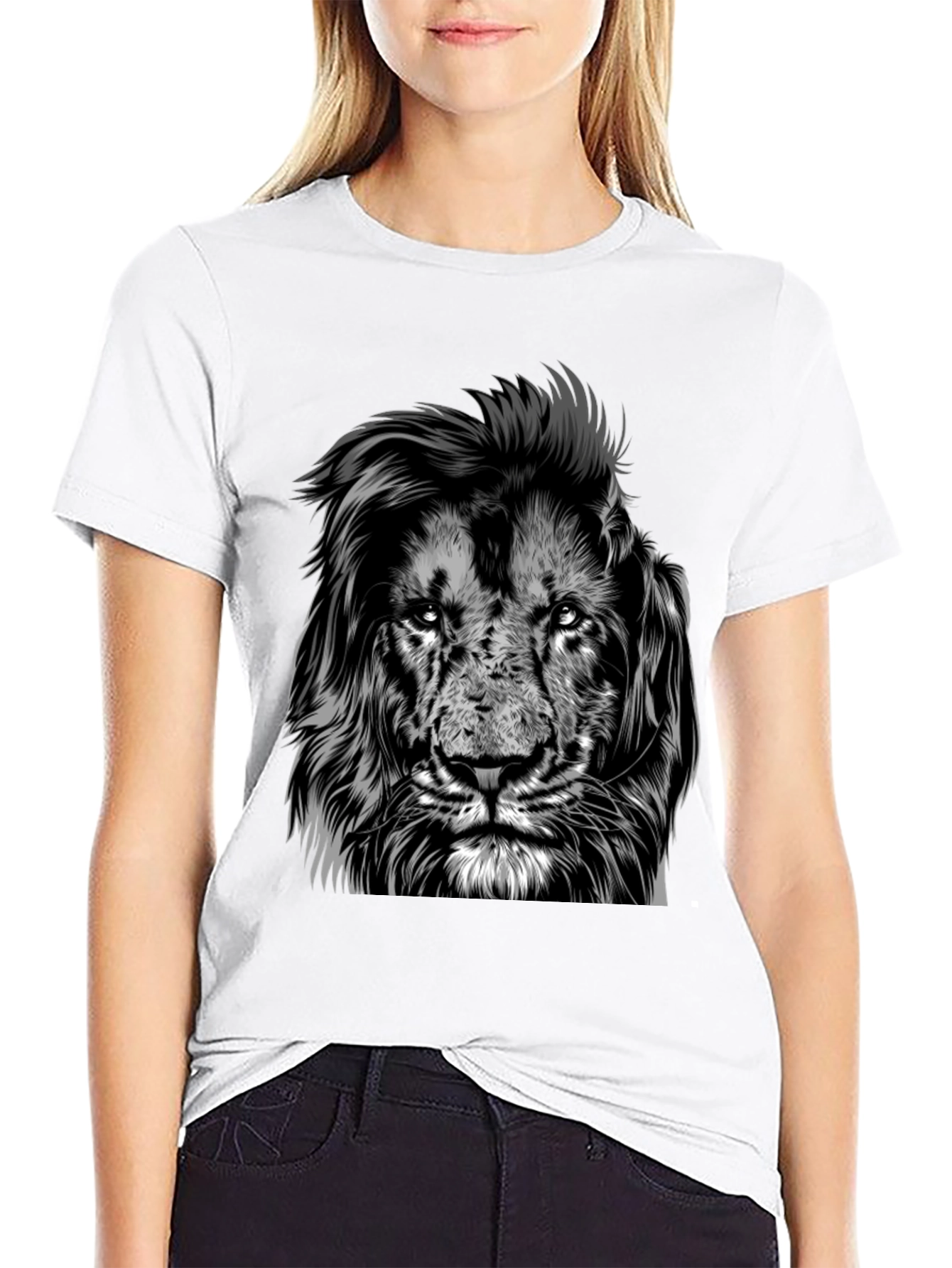 Black Lion Graphic Tee - Black Crew Neck Short Sleeve view 9