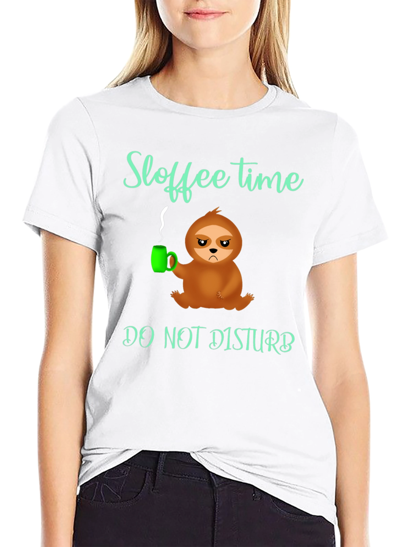 Black Sloffee Time Sloth Graphic Tee - Do Not Disturb view 9