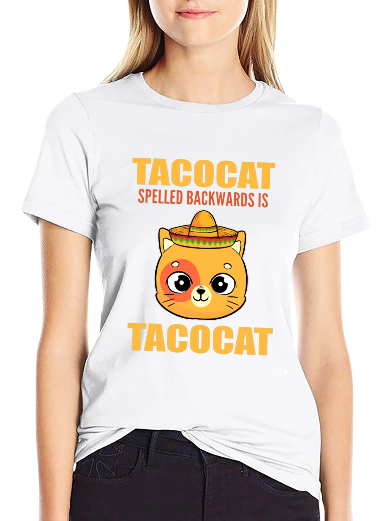 Black Taco Cat T-Shirt - Spelled Backwards is TacoCat! Funny Tee view 9