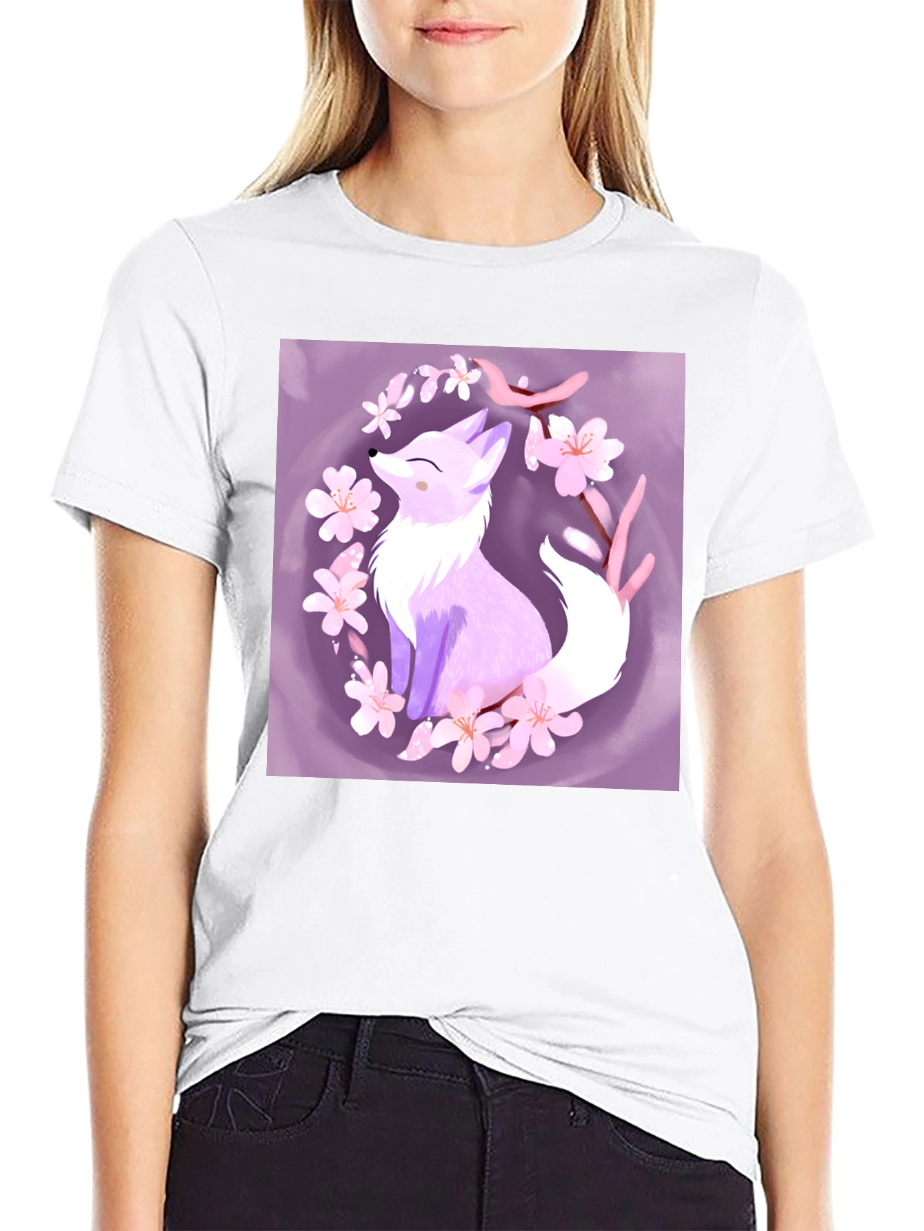 Black Fox Blossom Graphic Tee - Stylish & Unique view 9