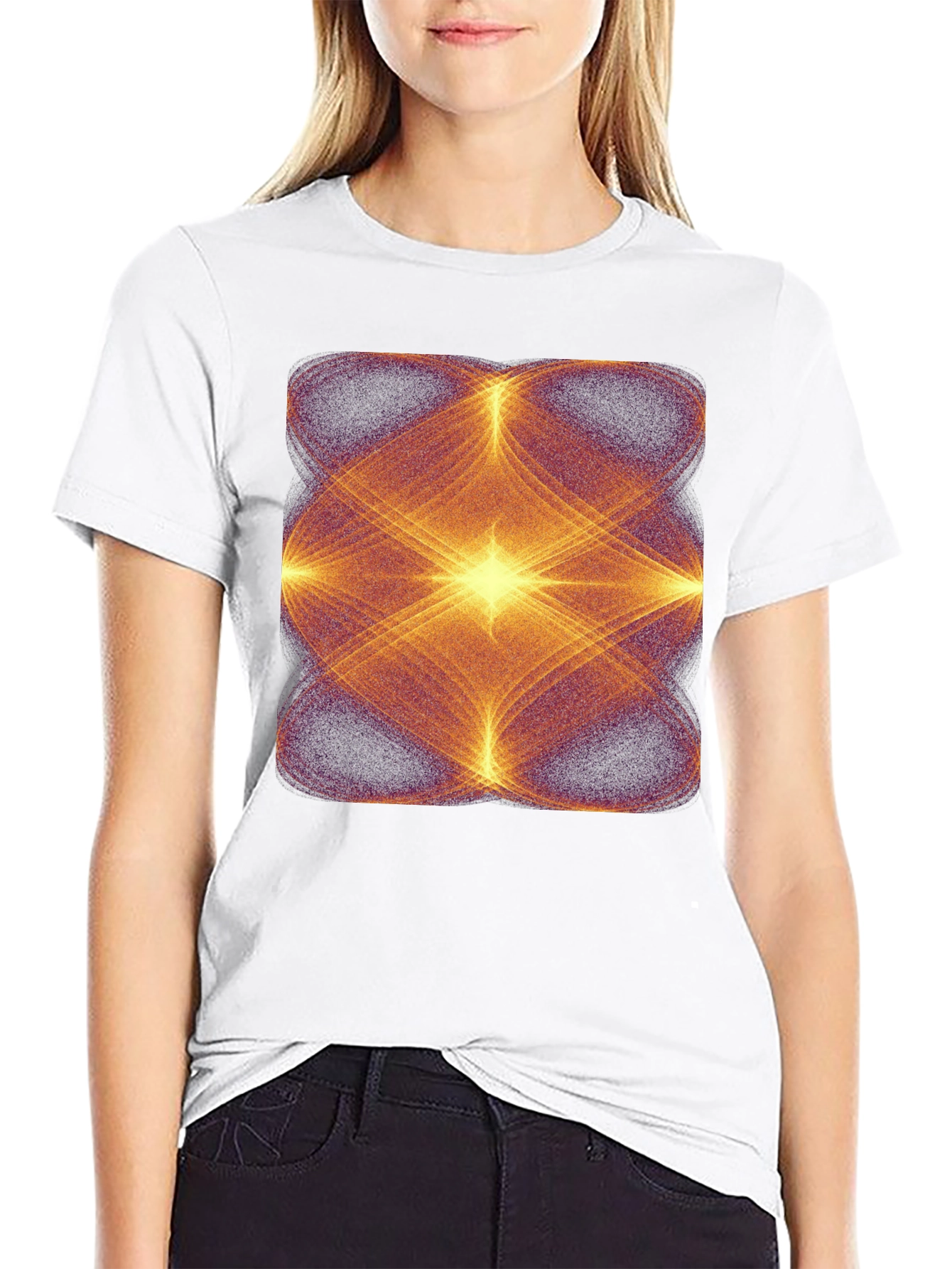 Black Geometric Light Pattern Black Tee view 9
