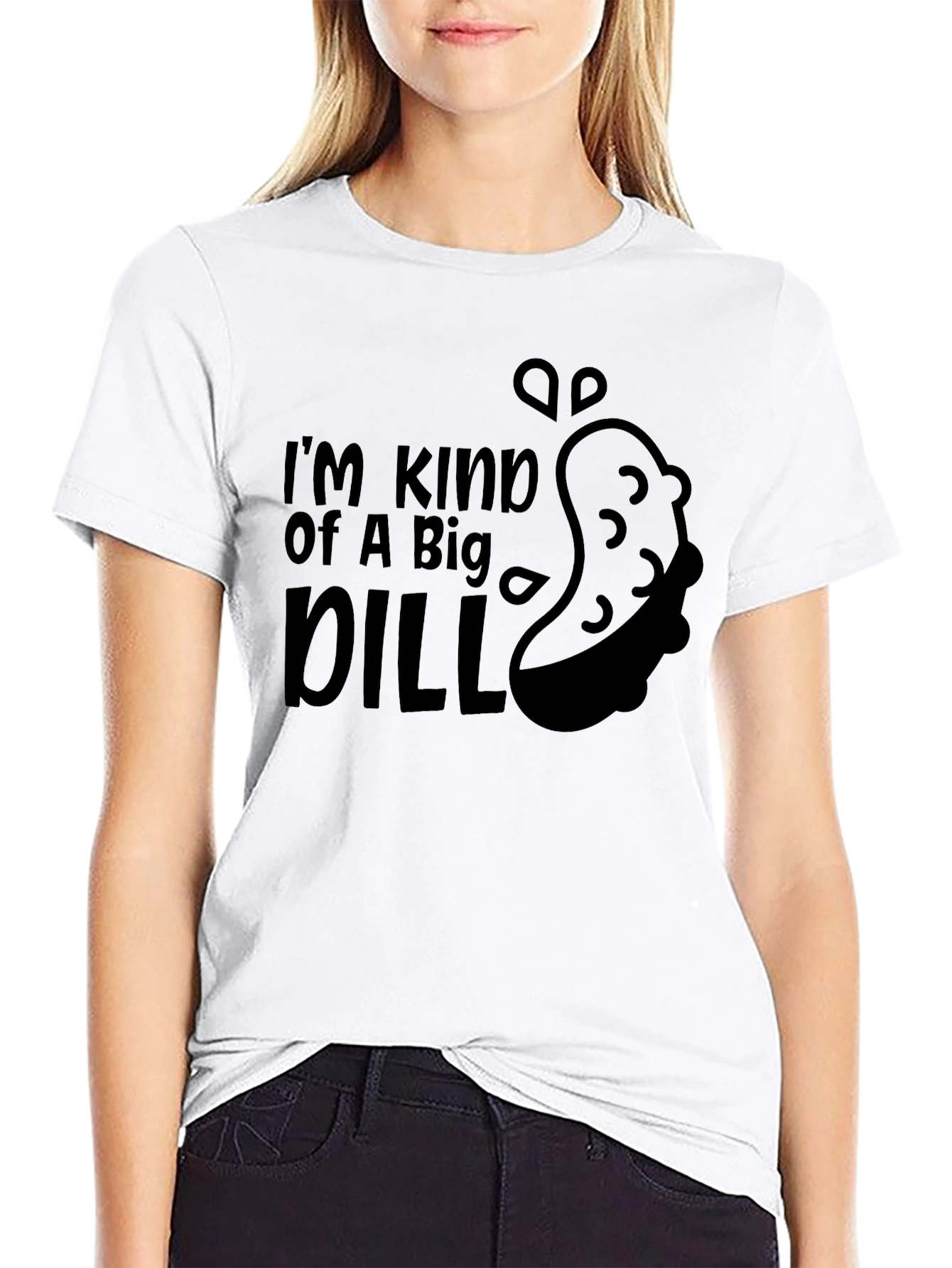 Black I'm Kind of A Big Dill Funny Pickle Humor Graphic Tee view 9