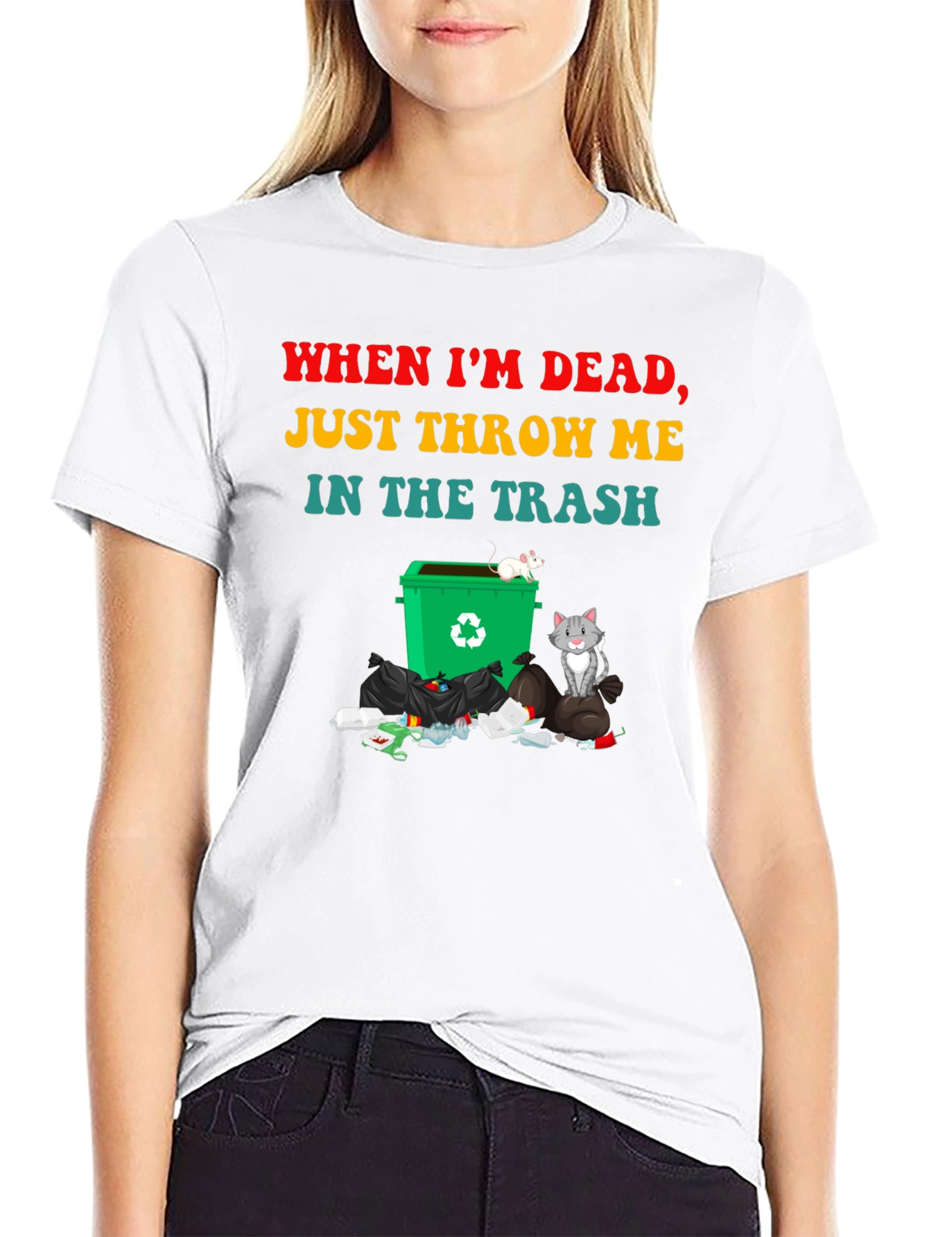 Black Humorous "Throw Me in the Trash" Graphic Tee view 9