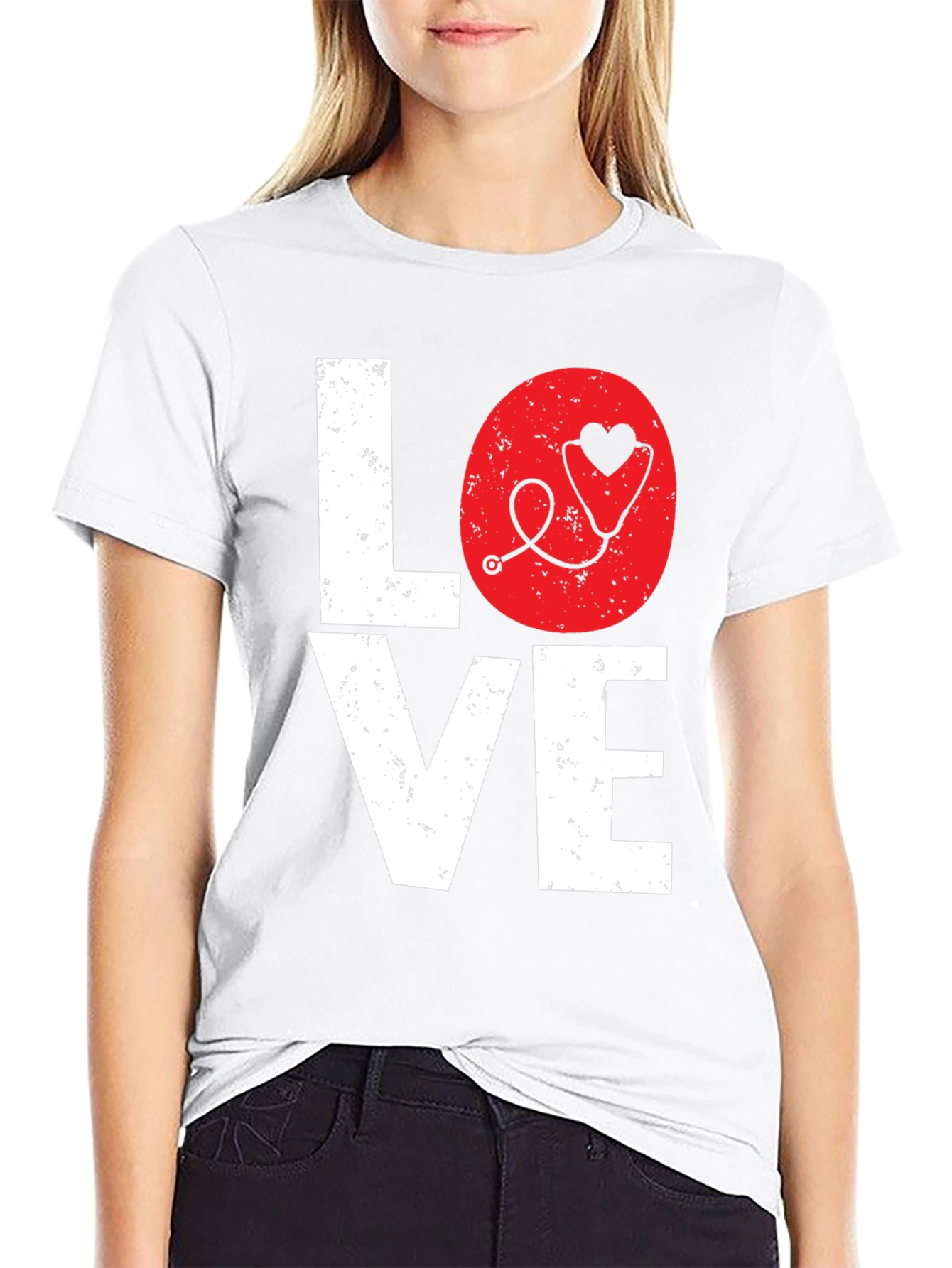 Black Love Nurse Stethoscope Heart Graphic Tee view 9