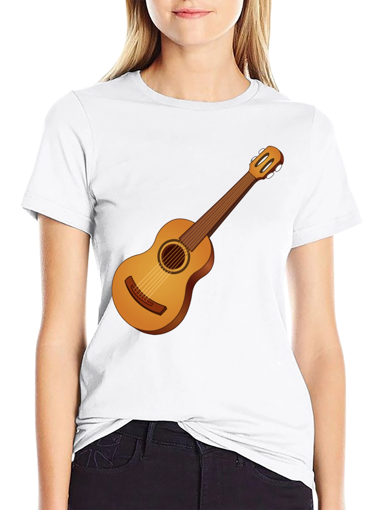 Black Guitar Graphic Tee - Black Cotton T-Shirt view 9