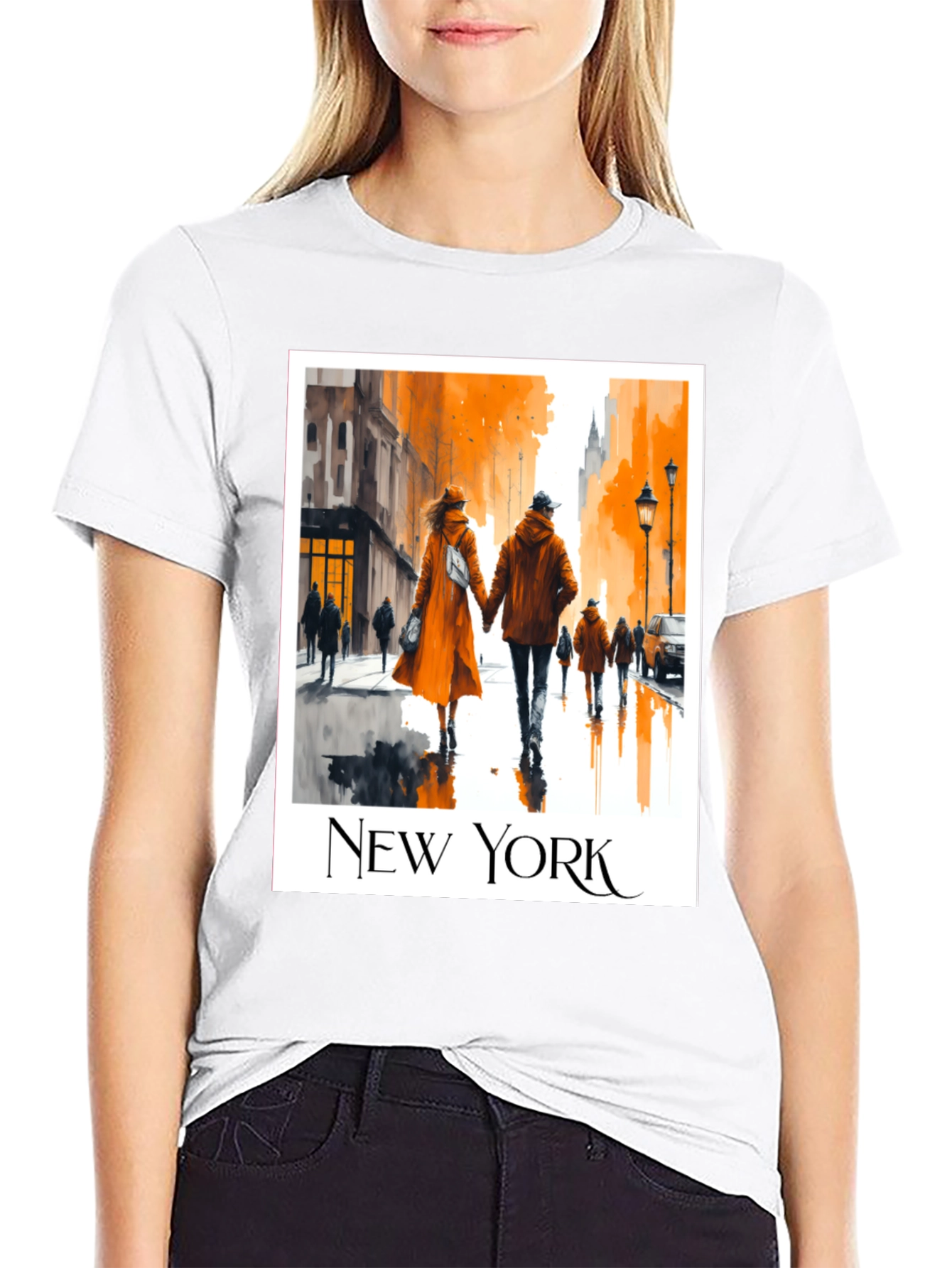 Black New York City Couple T-Shirt view 9
