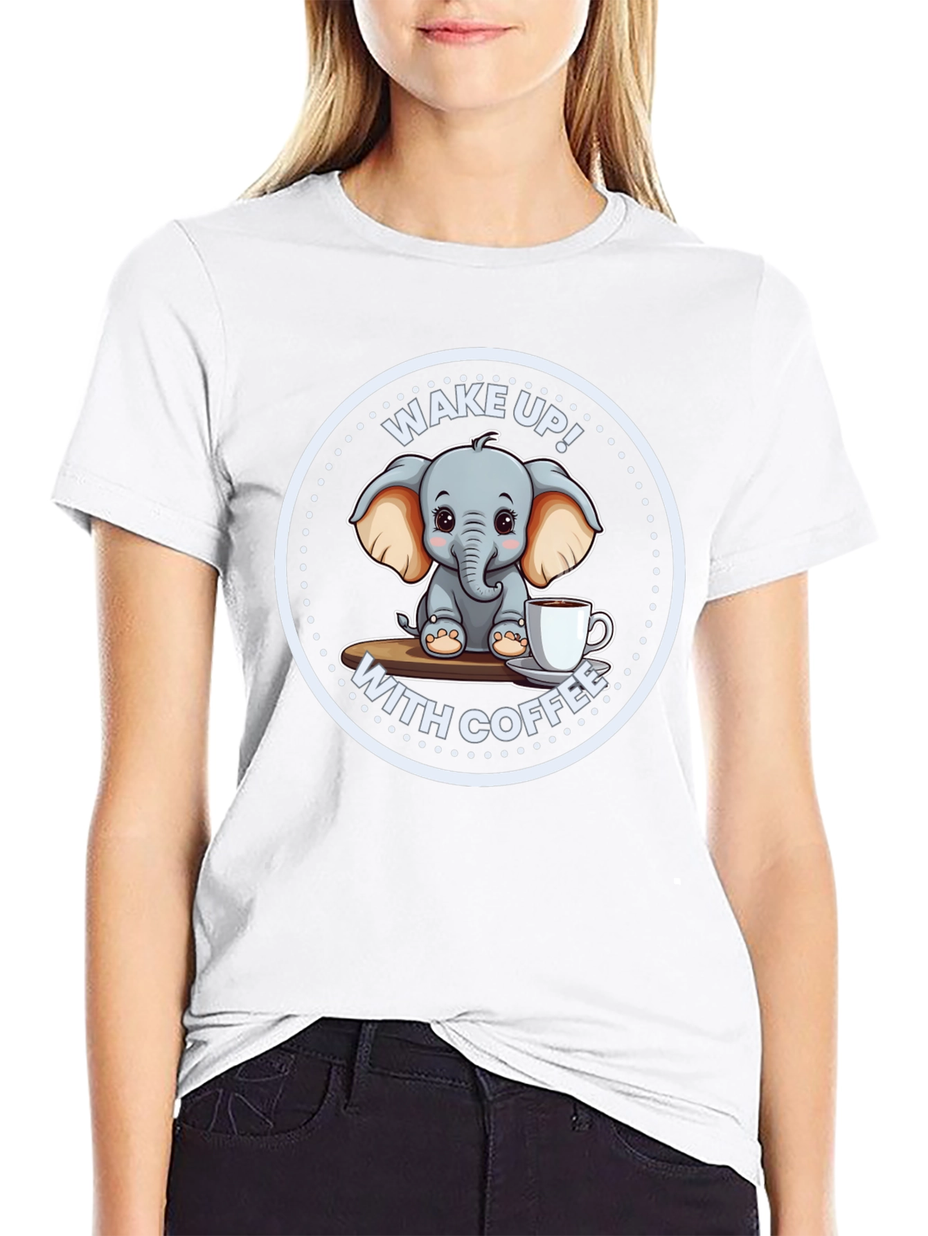 Black Cute Elephant Coffee T-Shirt view 9