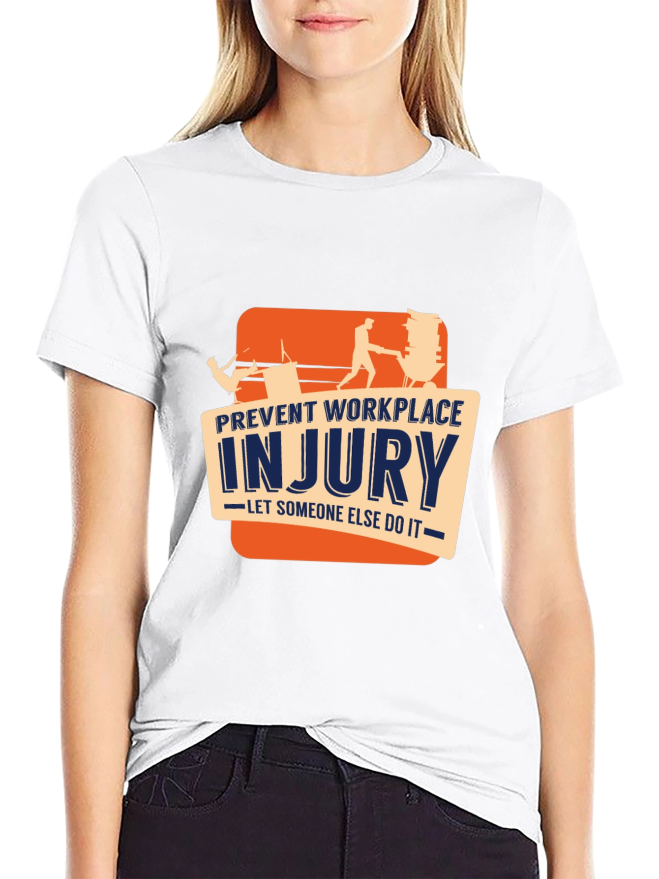 Black Prevent Workplace Injury Graphic Tee view 9