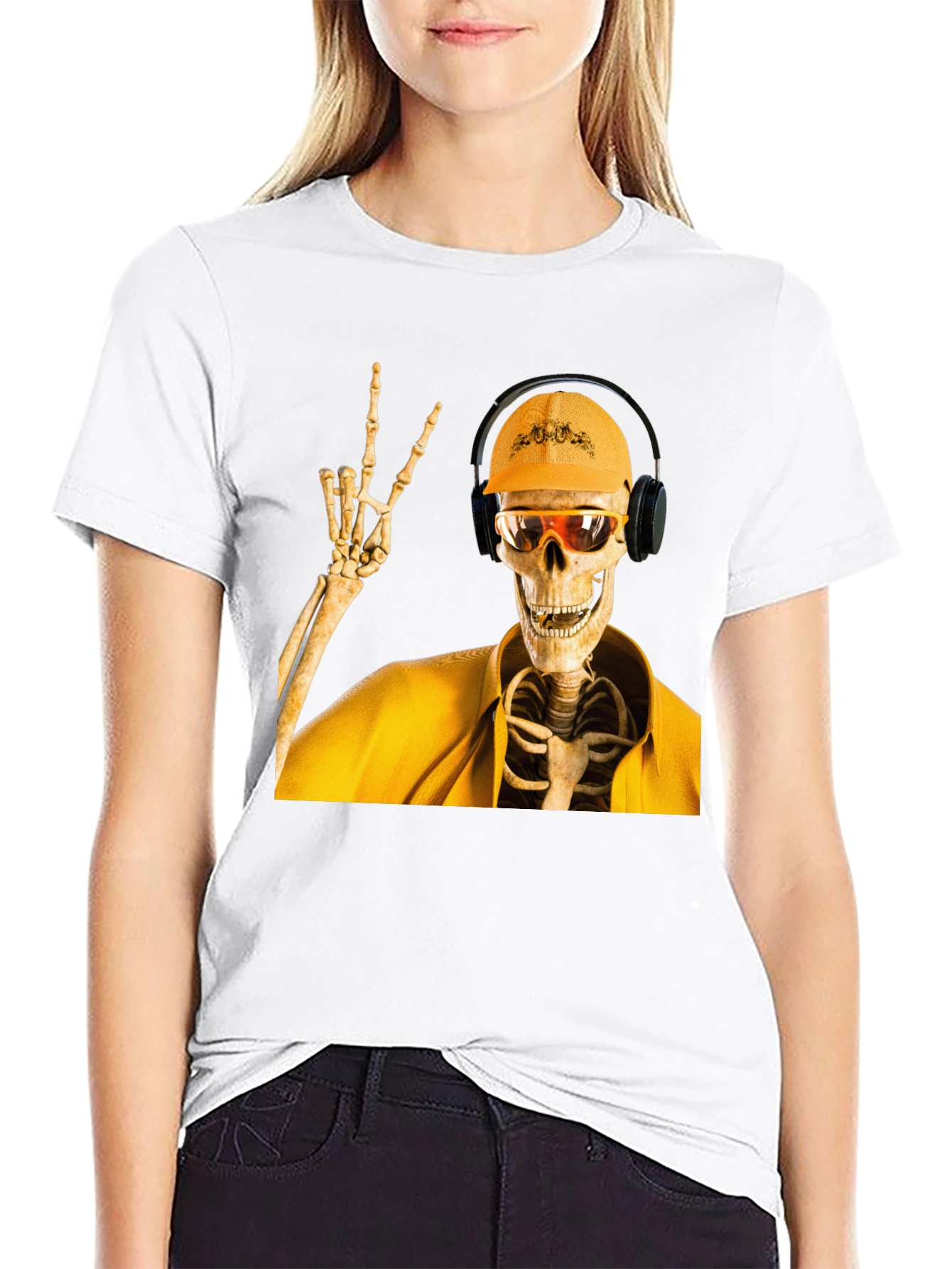 Black Construction Skeleton Graphic T-Shirt view 9