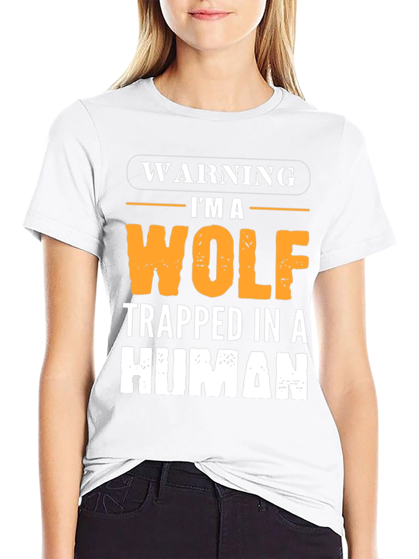 Black Warning I'm a Wolf Trapped in a Human T-Shirt view 9