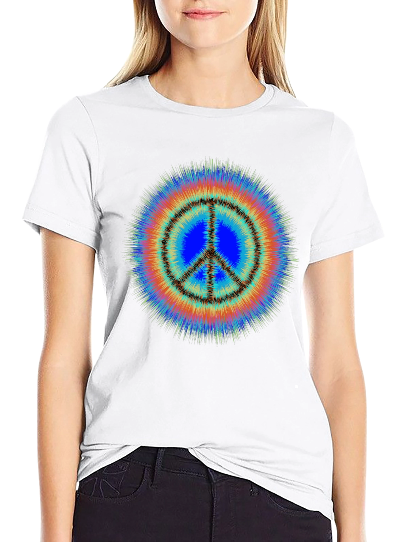 Black Retro Peace Sign Tie Dye T-Shirt - Groovy Style view 9