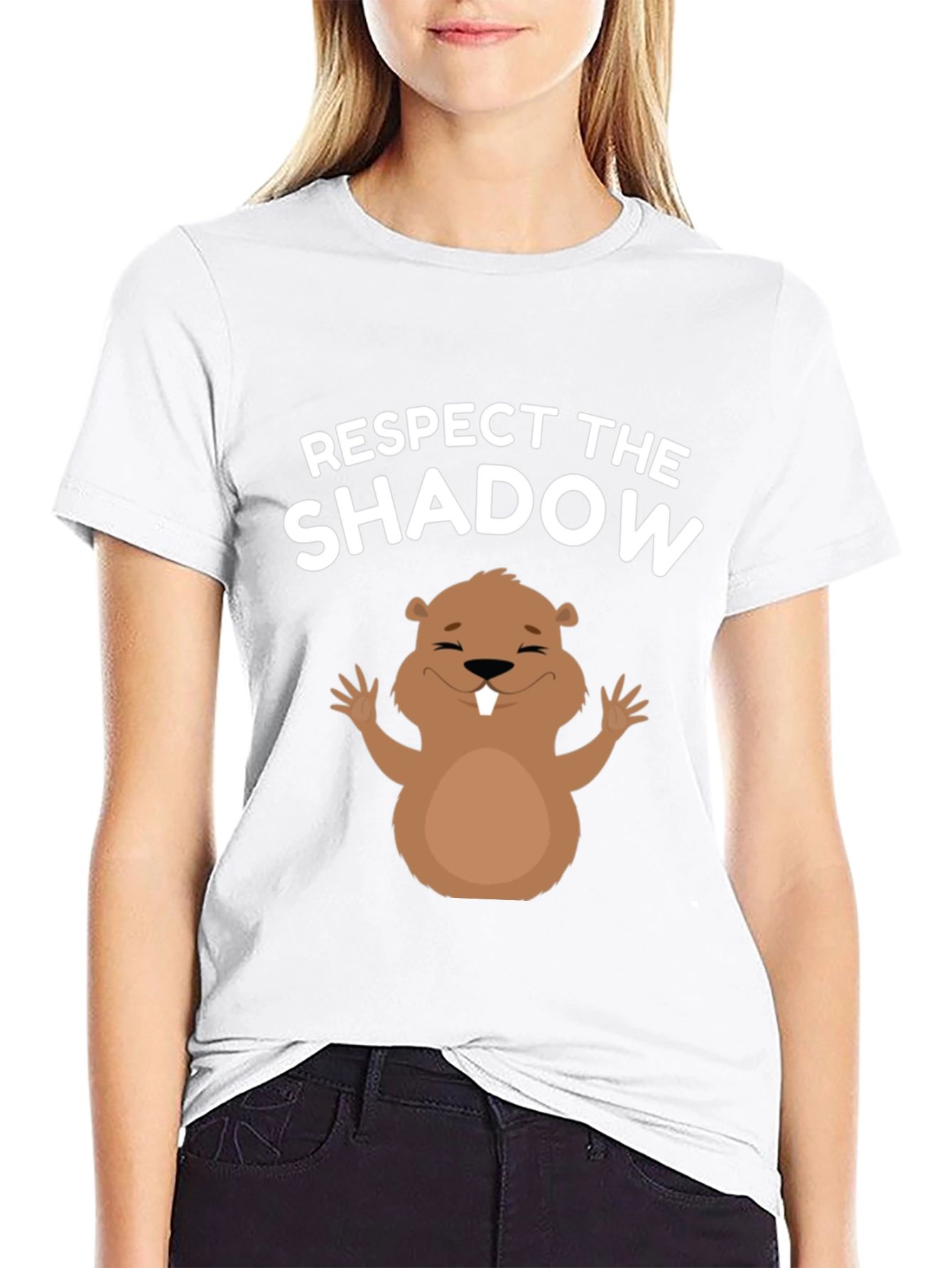 Black Respect the Shadow T-Shirt Groundhog Day Tee view 9