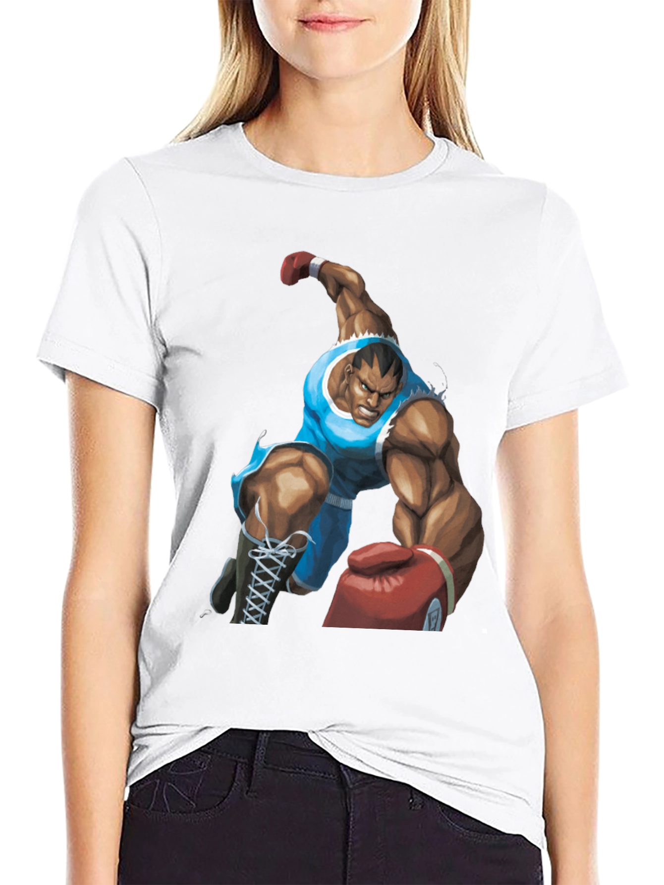 Black Bald Boxer Punch Out Style Black T-Shirt view 9