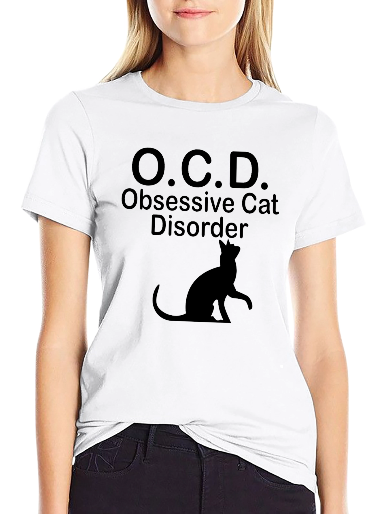 Black OCD Obsessive Cat Disorder Funny T-Shirt view 9