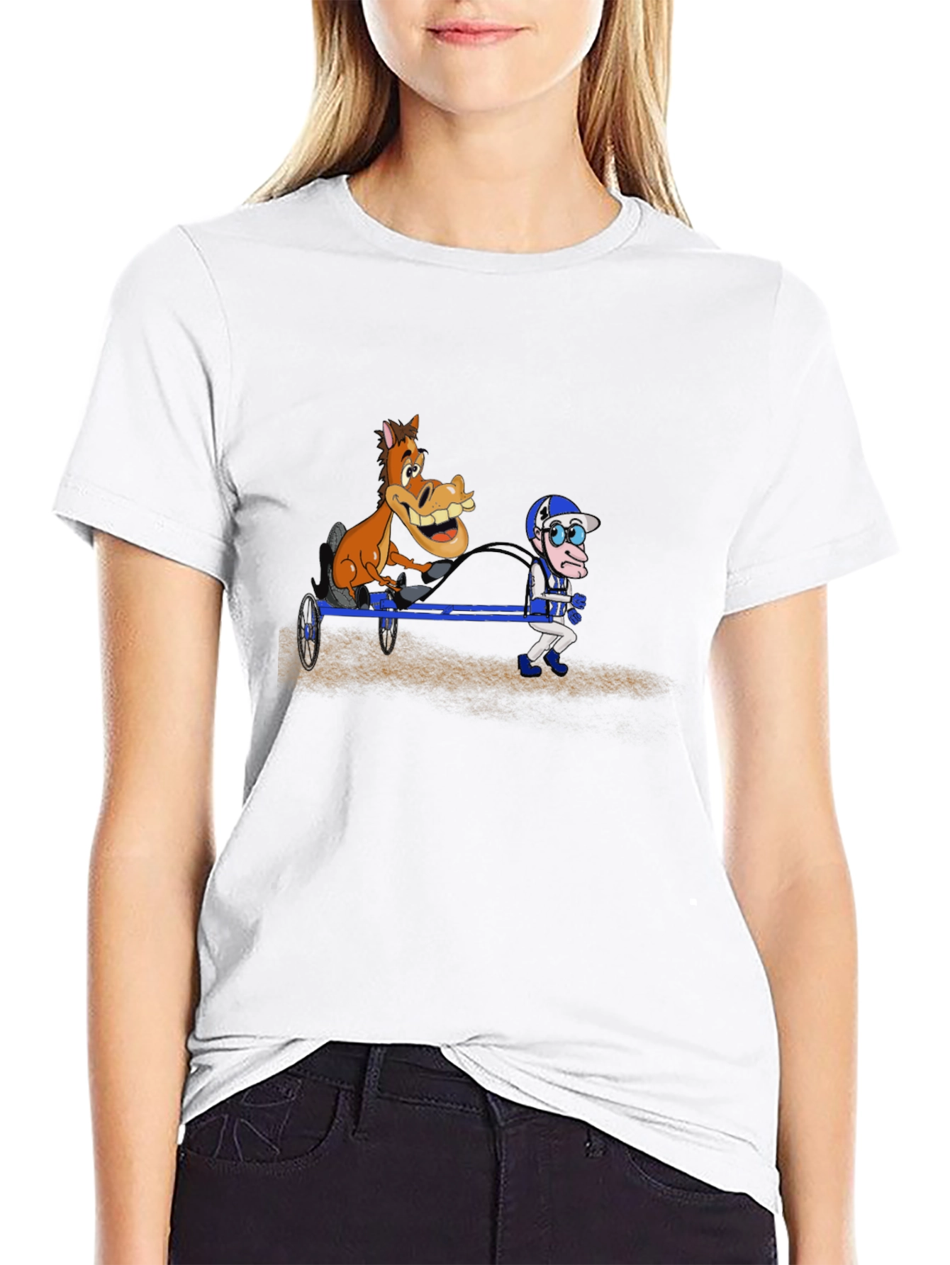 Black Cartoon Horse & Jockey Black T-Shirt view 9