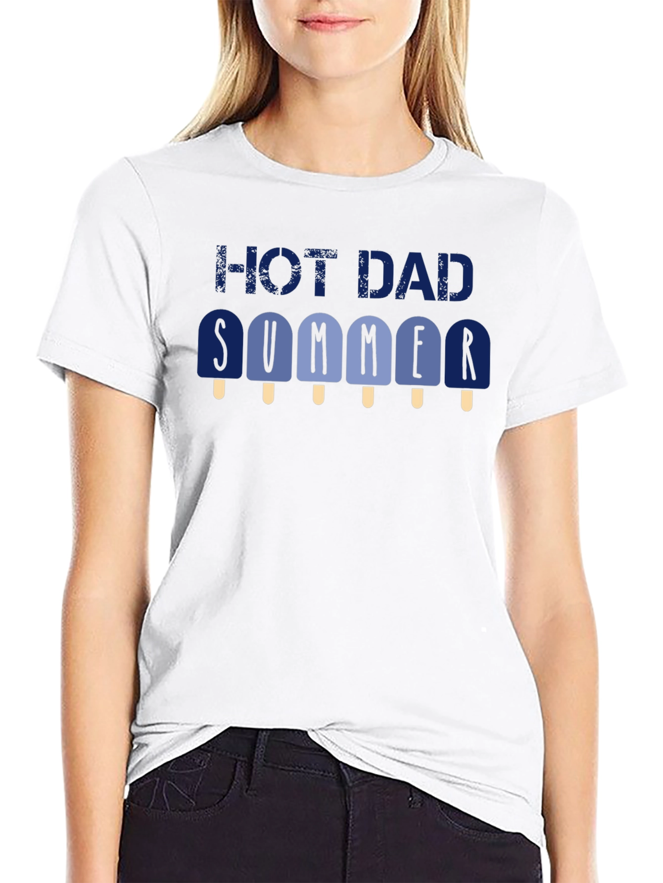 Black Hot Dad Summer Graphic T-Shirt - Black Crew Neck Tee view 9