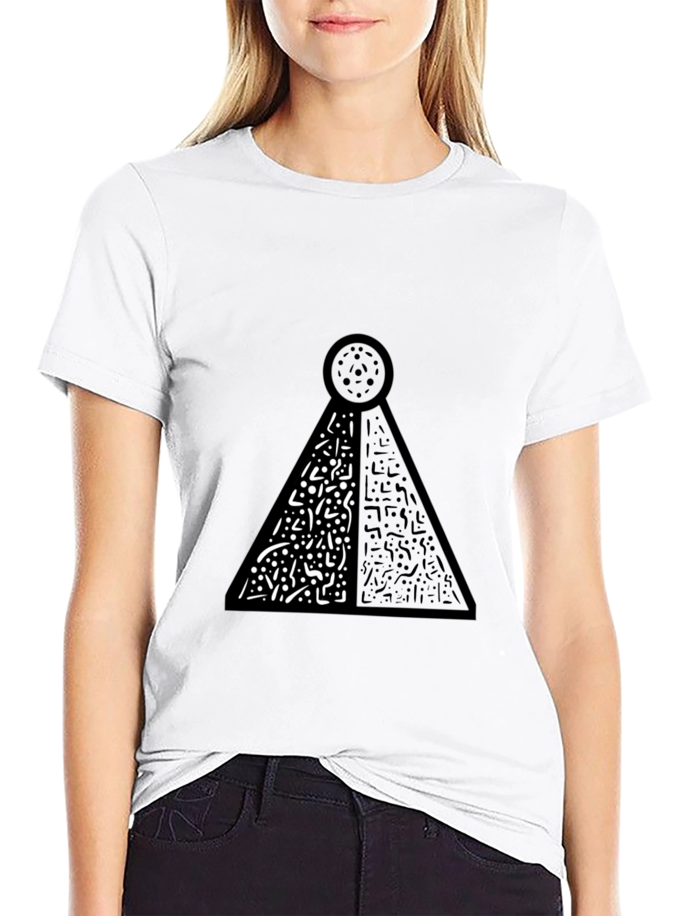 Black Abstract Graphic Print Black T-Shirt view 9