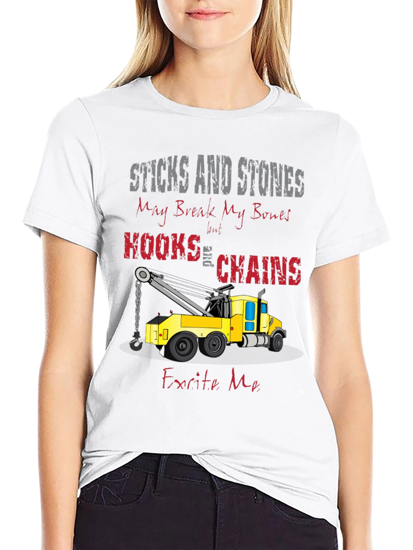 Black Sticks and Stones Tow Truck T-Shirt view 9