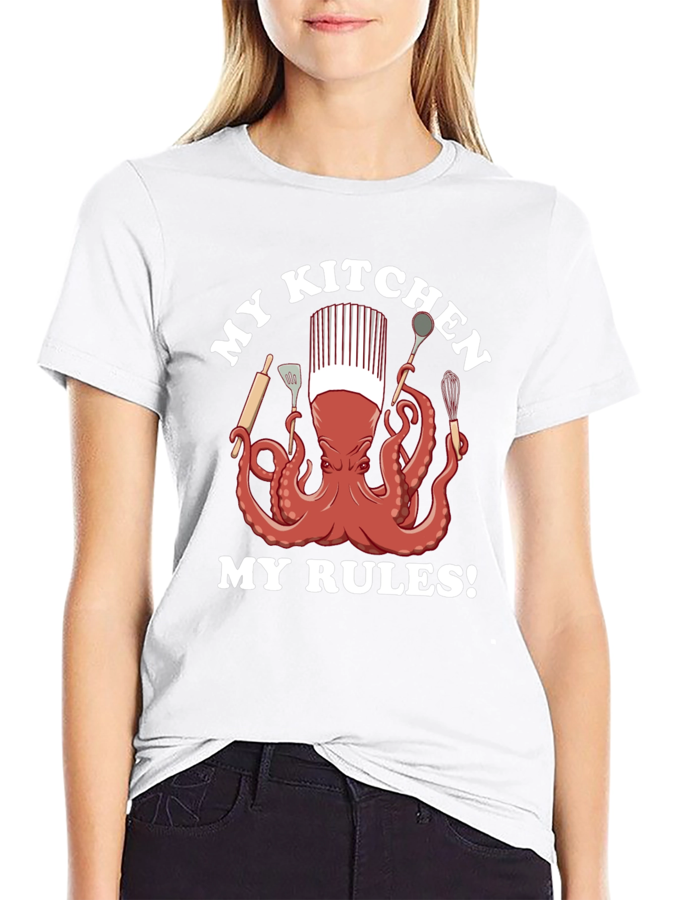 Black Chef Octopus Graphic T-Shirt - Kitchen Rules view 9