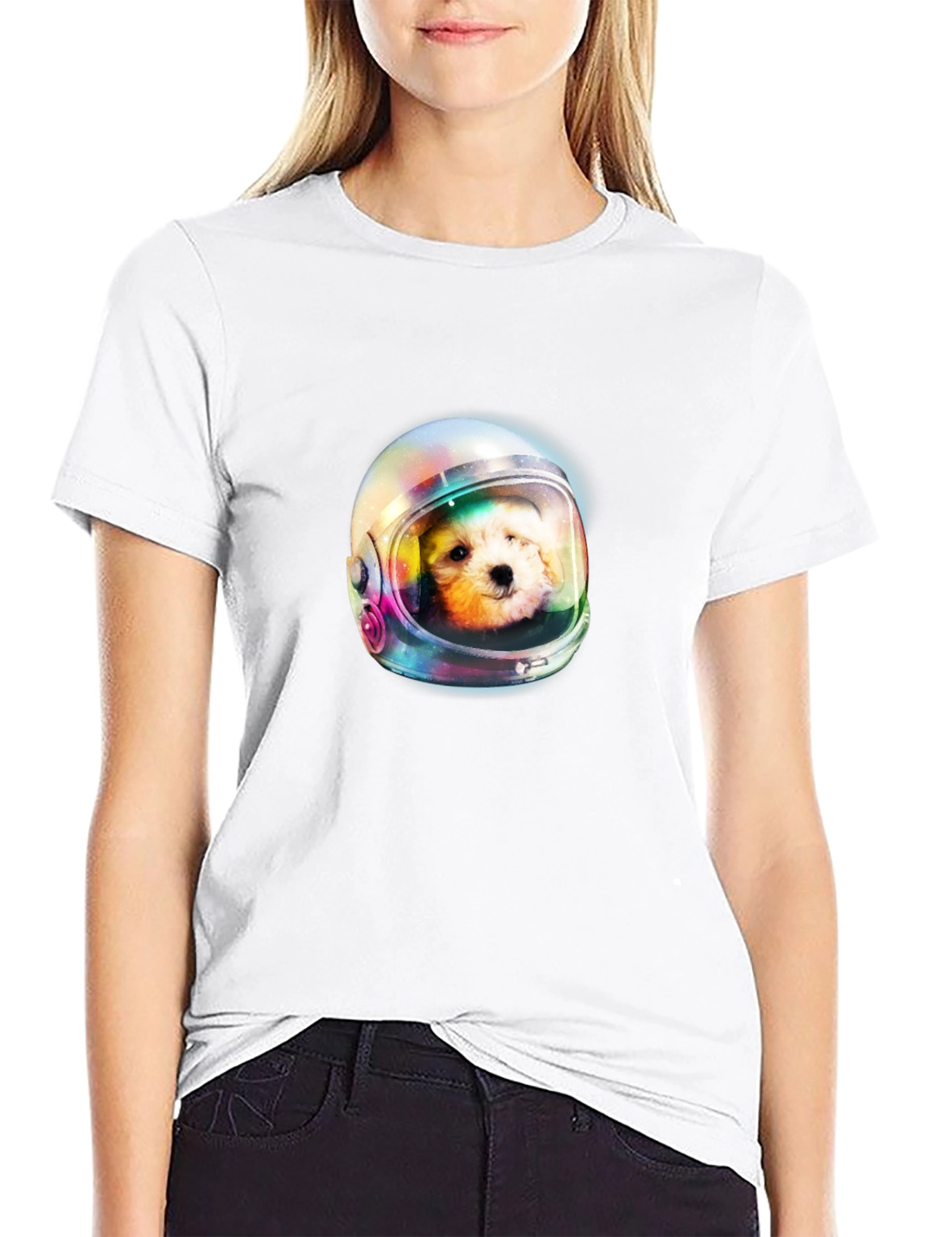 Black Dog Astronaut Graphic Print Black T-Shirt view 9