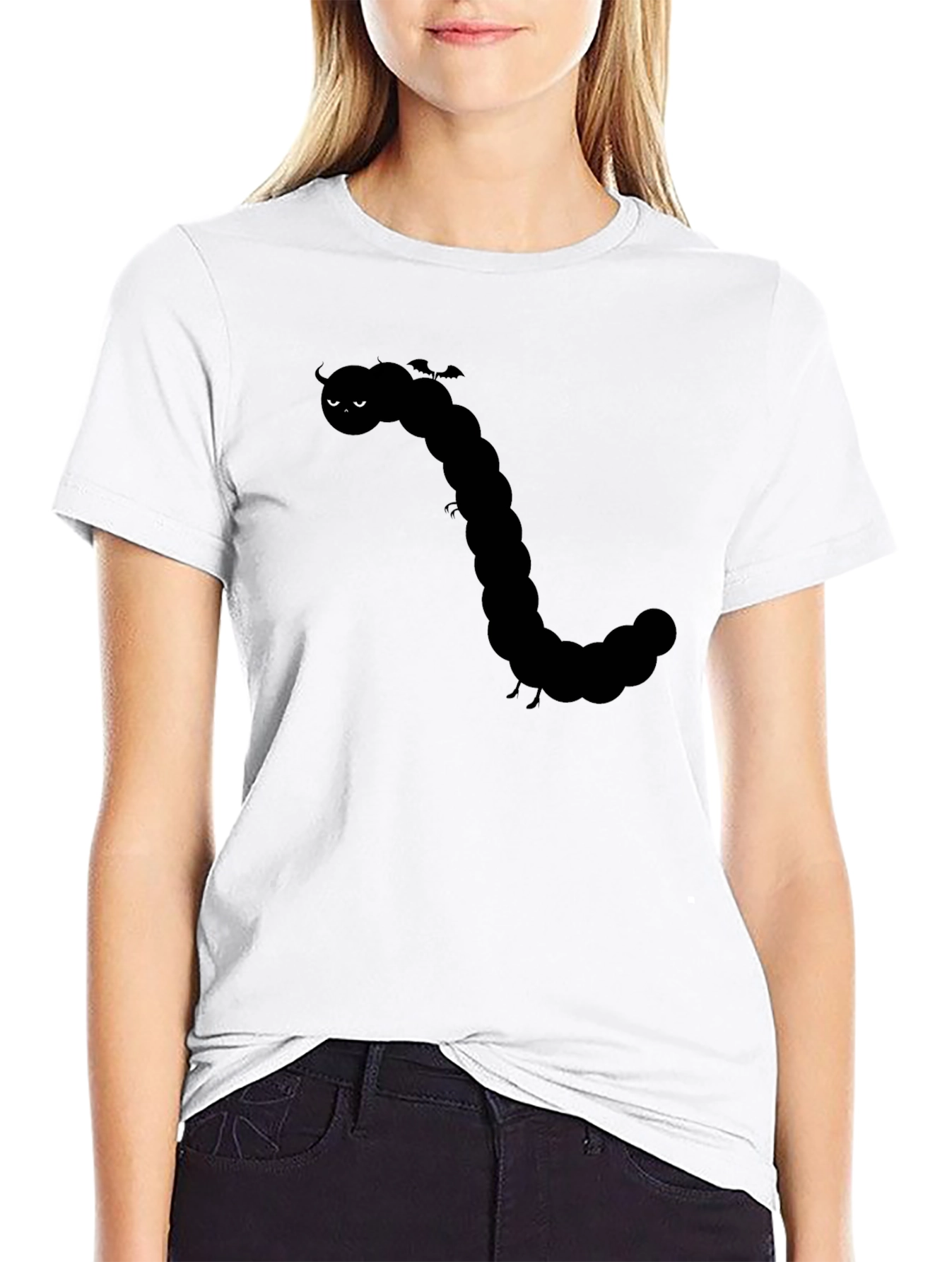 Black Caterpillar Graphic Tee - Black Cotton Shirt view 9