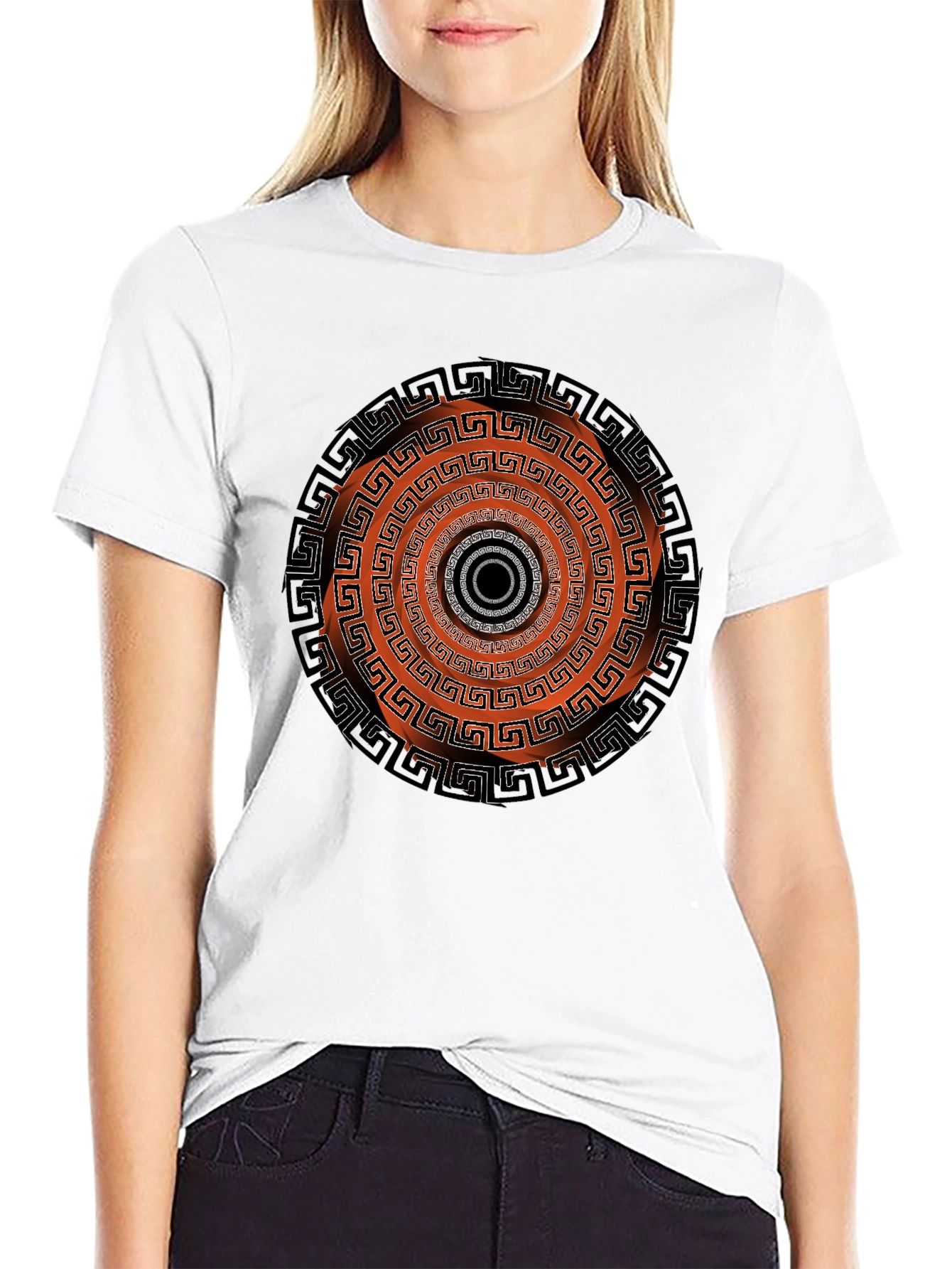 Black Geometric Circle Graphic Print Men's Black T-Shirt view 9